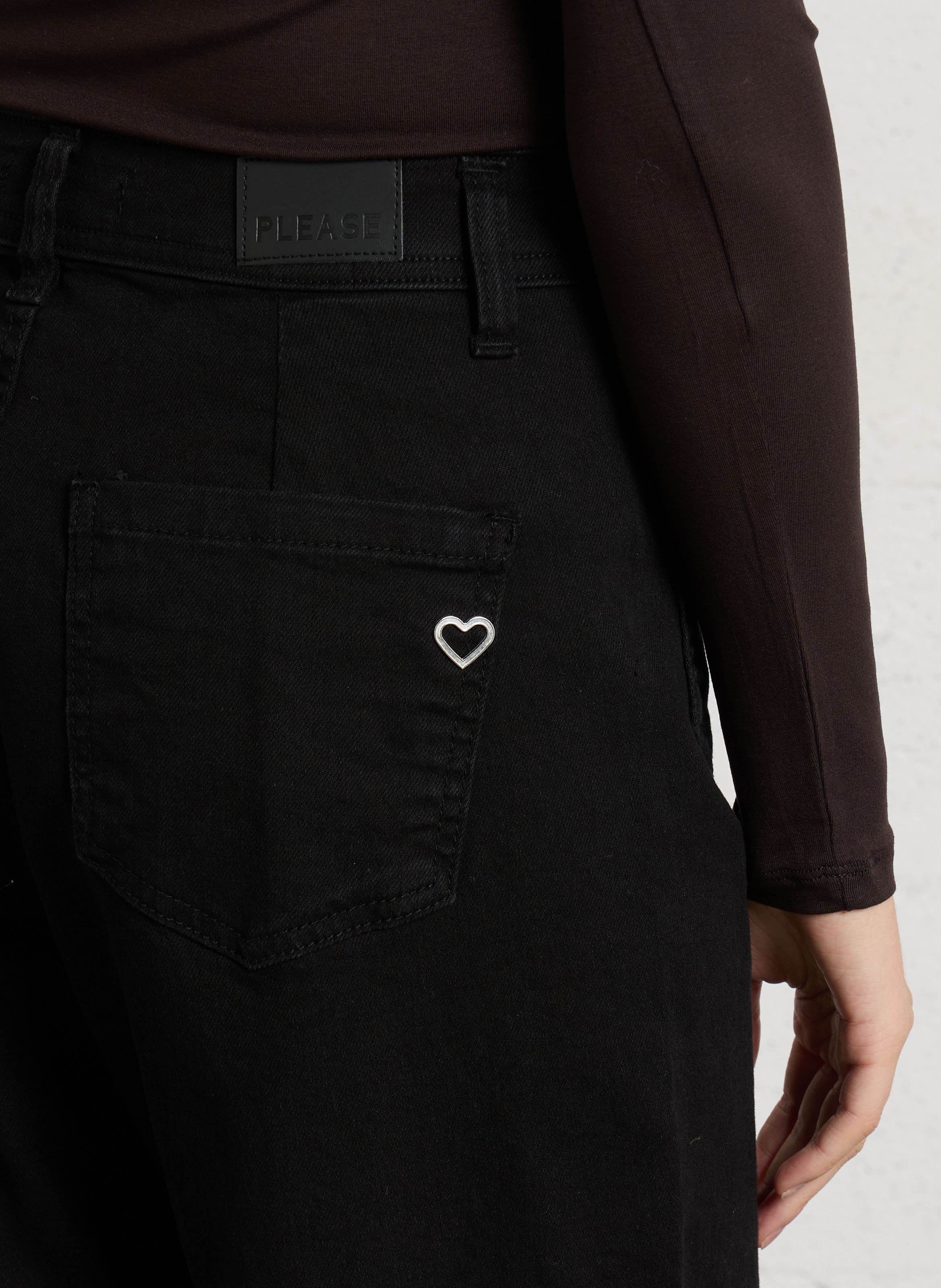 High-rise flared cotton-blend jeans | Black PLEASE Women