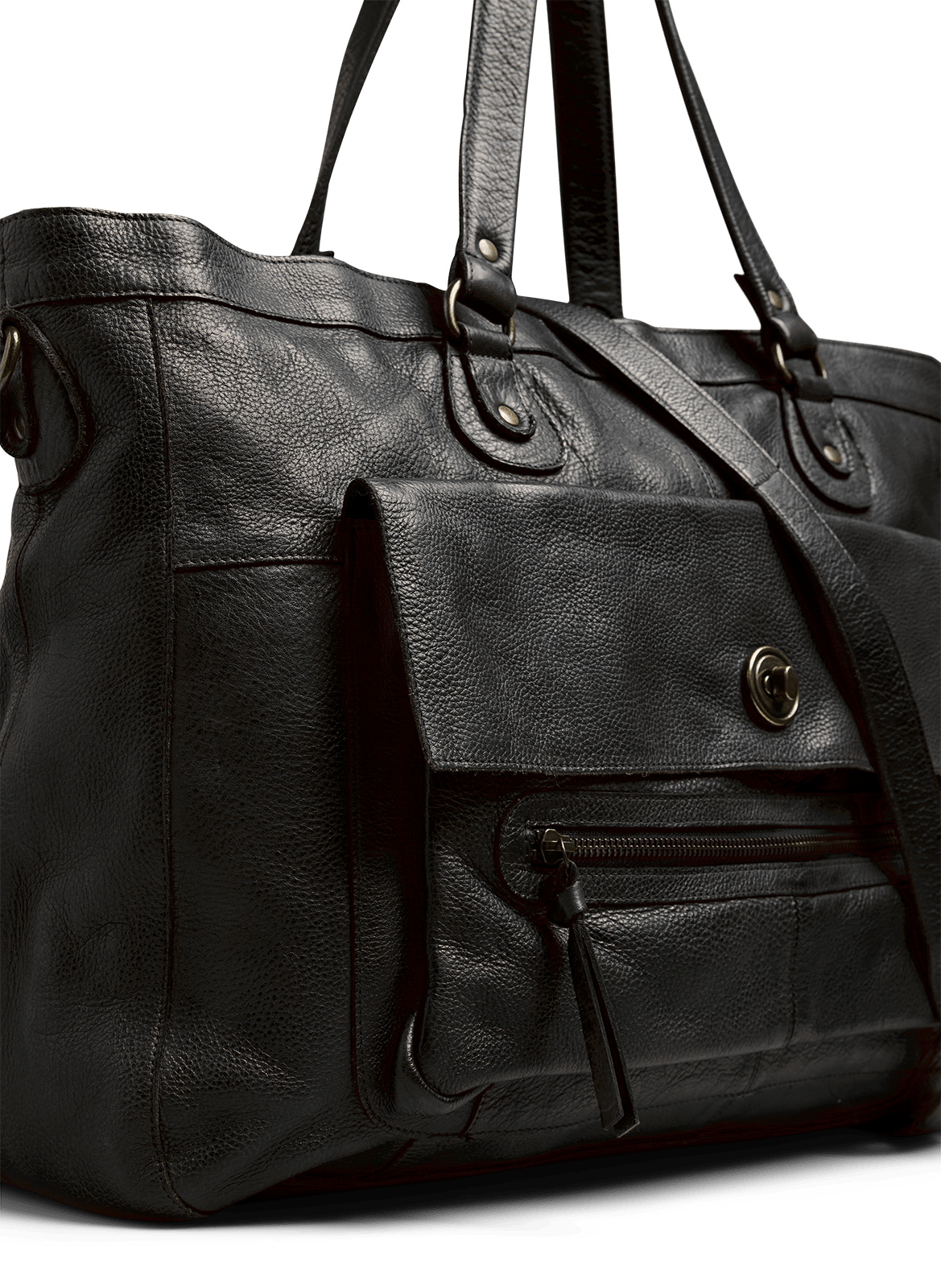 Leather shoulder bag PIECES Black
