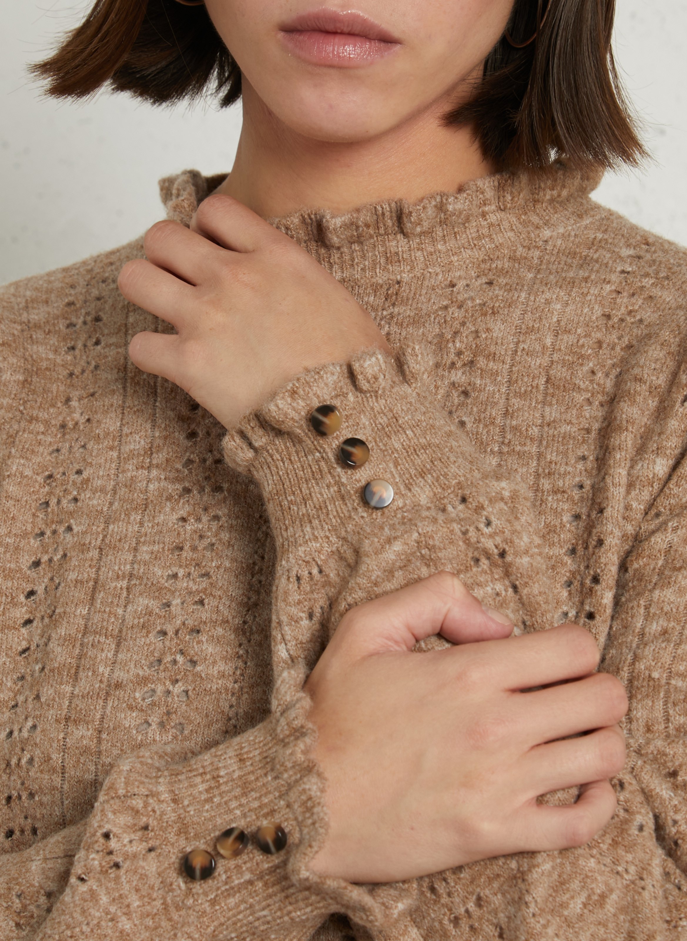 Quilted printed cotton short cardigan LA PETITE ETOILE Beige