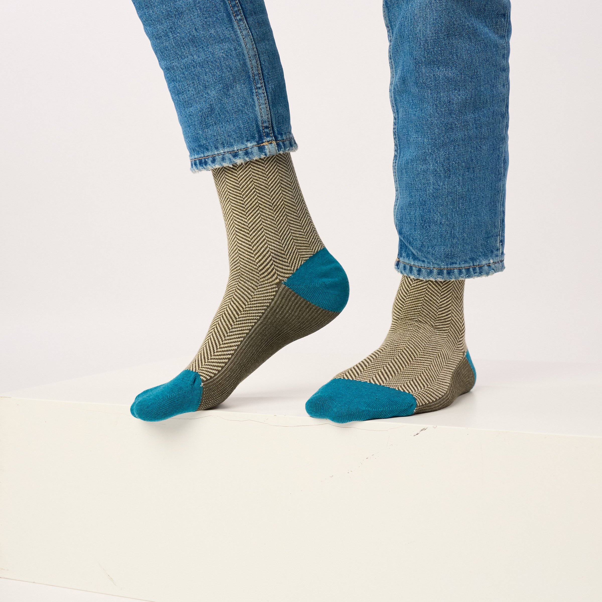 Combed cotton herringbone socks BILLYBELT Khaki