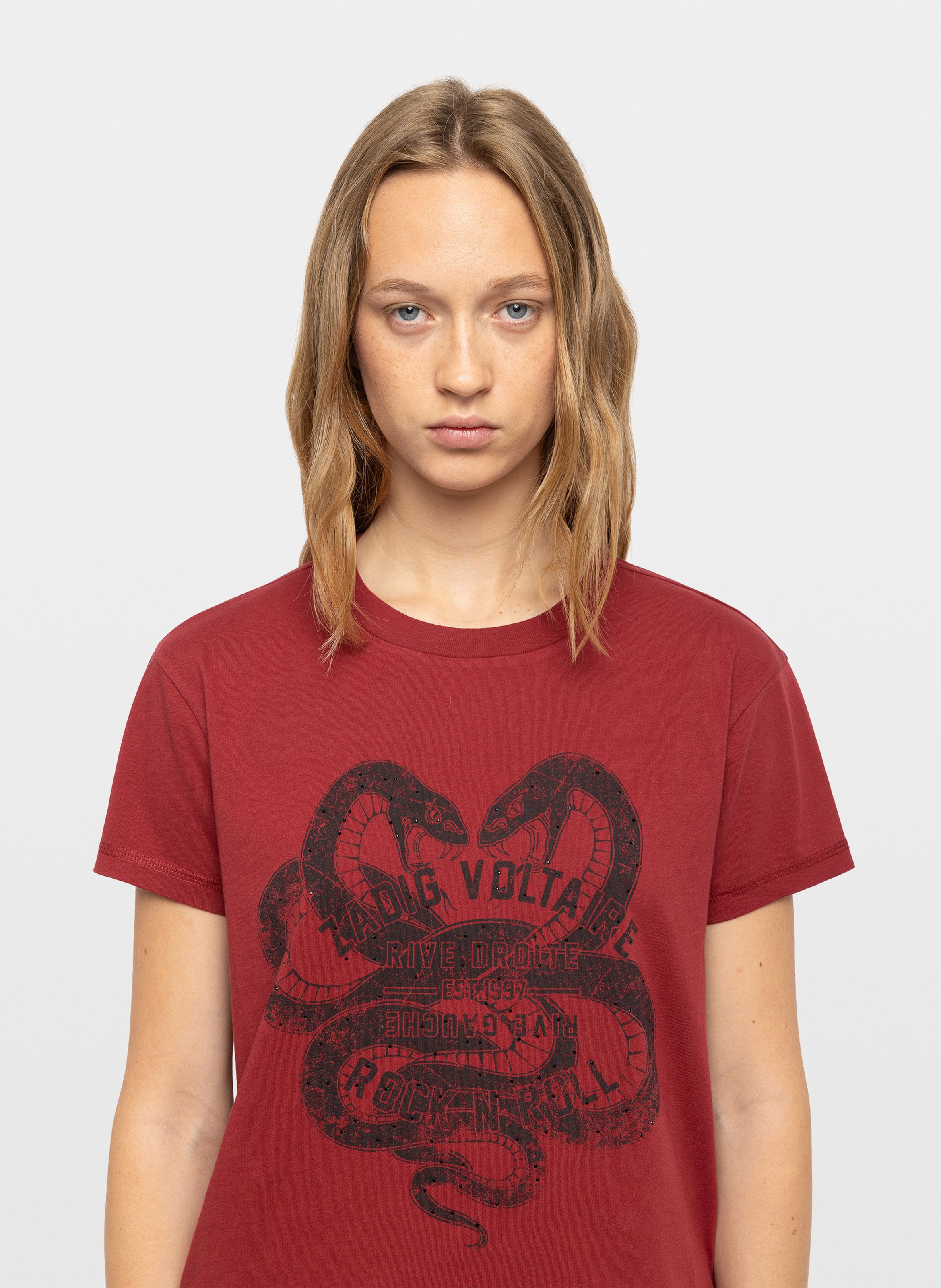 Gerade geschnittenes Rundhals-T-Shirt aus Baumwolle ZADIG&VOLTAIRE Rot