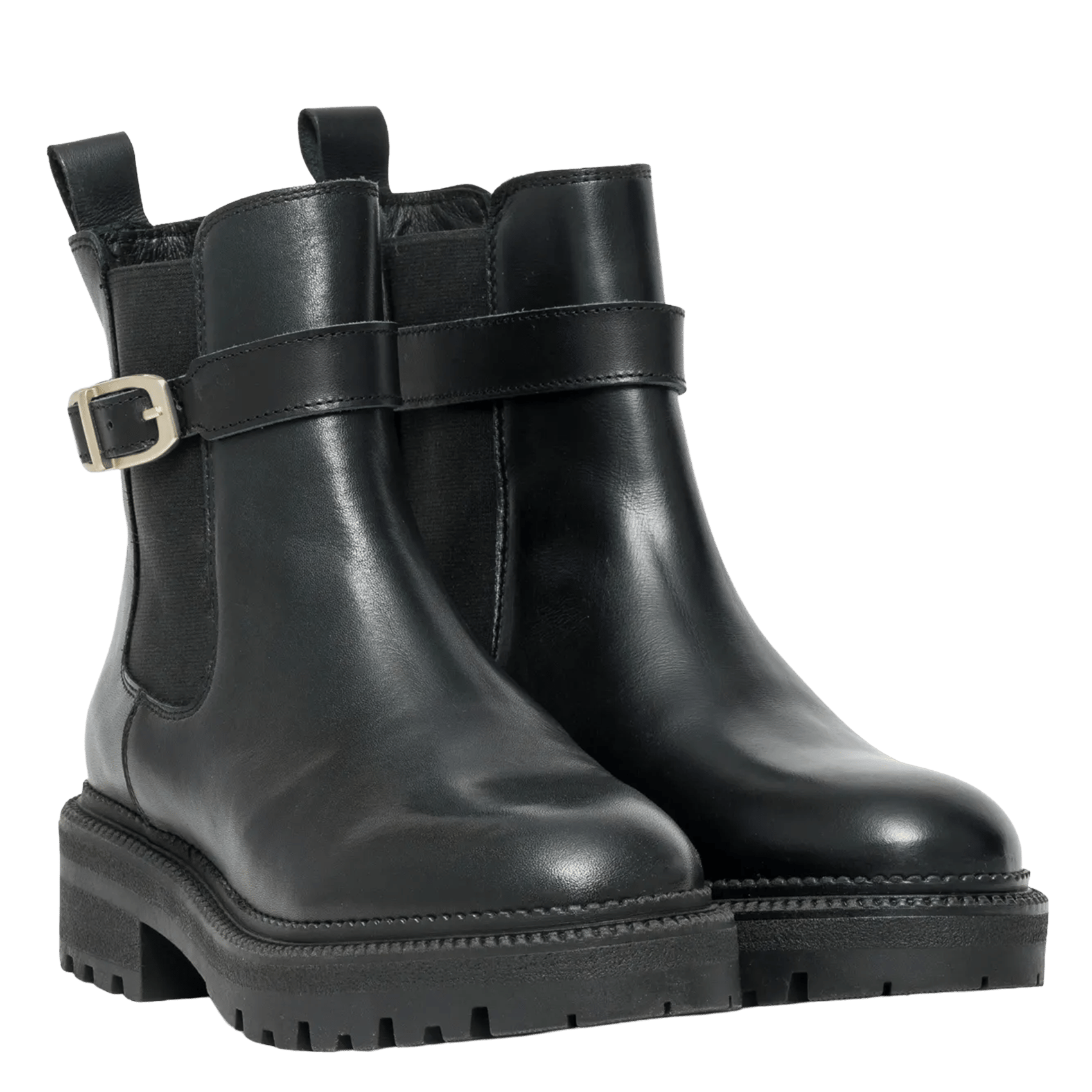 Leather Mixed Buckle Ankle Boots | Black BOCAGE Women