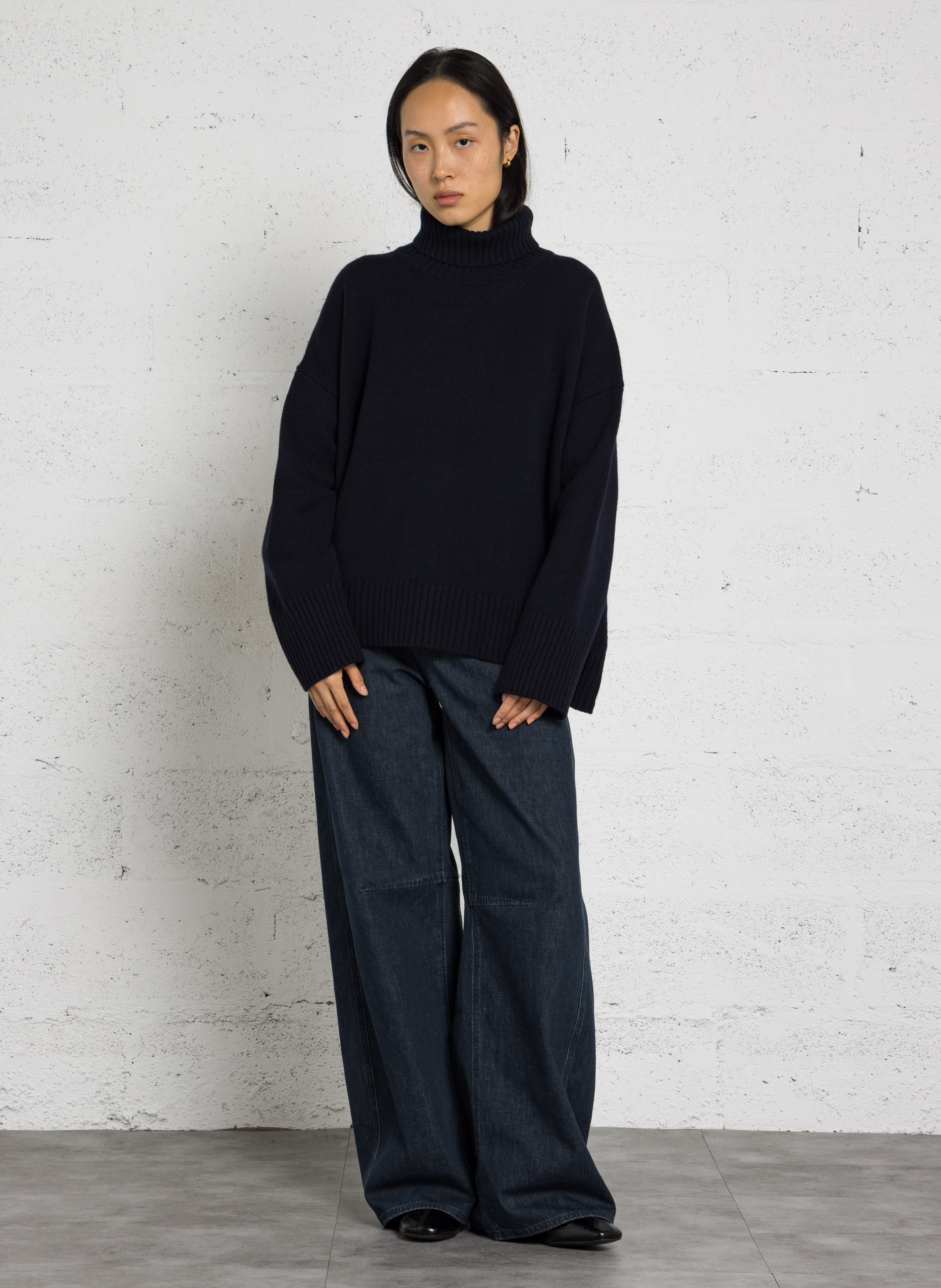 Pull col roulé oversize en laine SOEUR Bleu