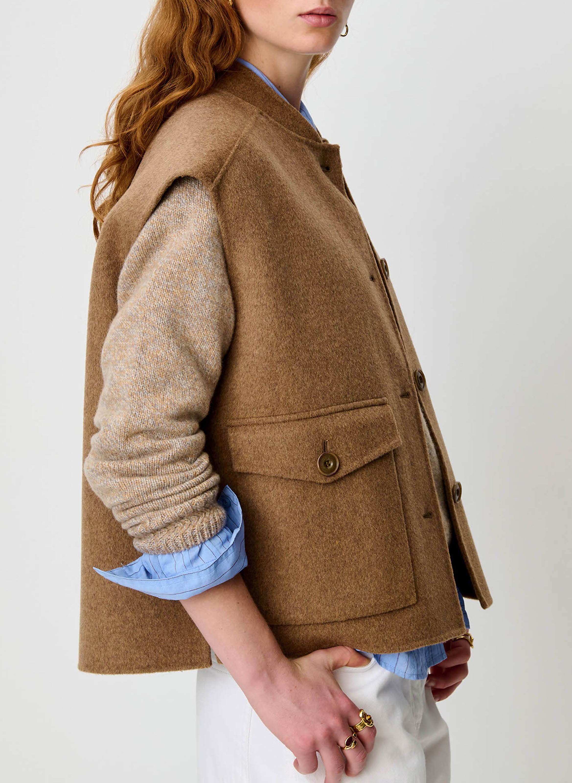 Oversized wool-blend jacket  SESSUN Beige