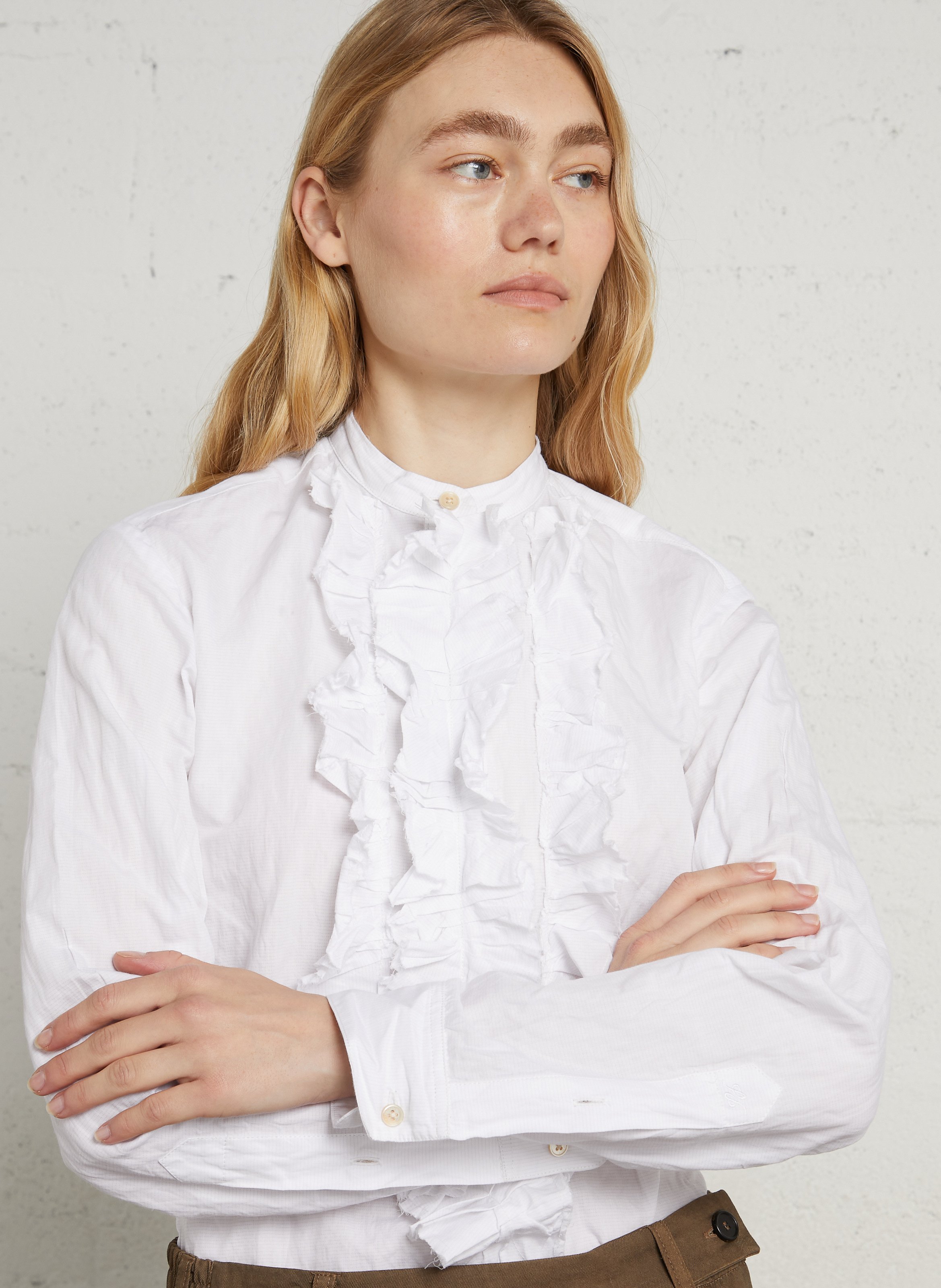 Round-neck ruffled blouse LAURENCE BRAS White
