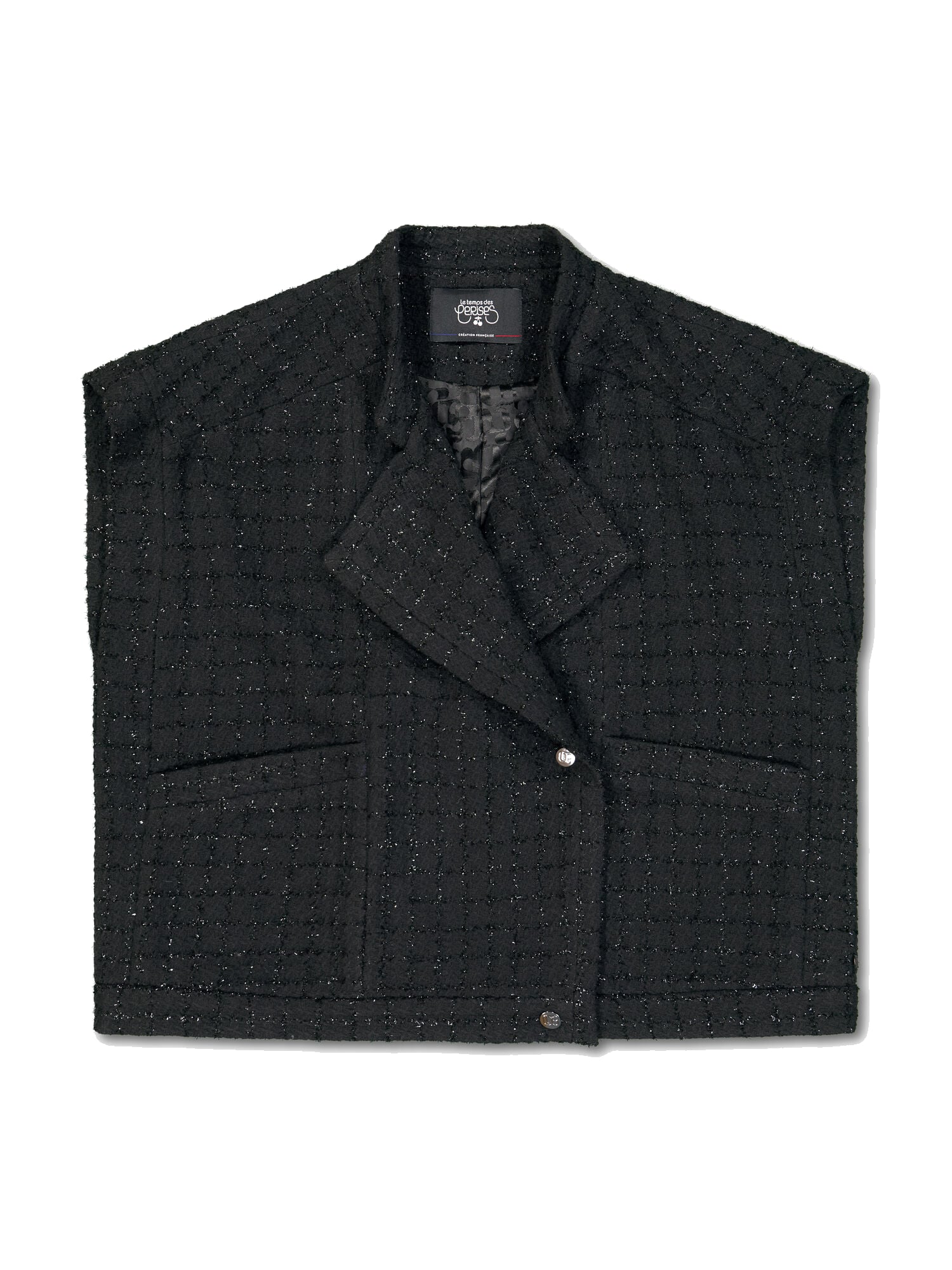 Snap-Front Sleeveless Jacket LE TEMPS DES CERISES Black
