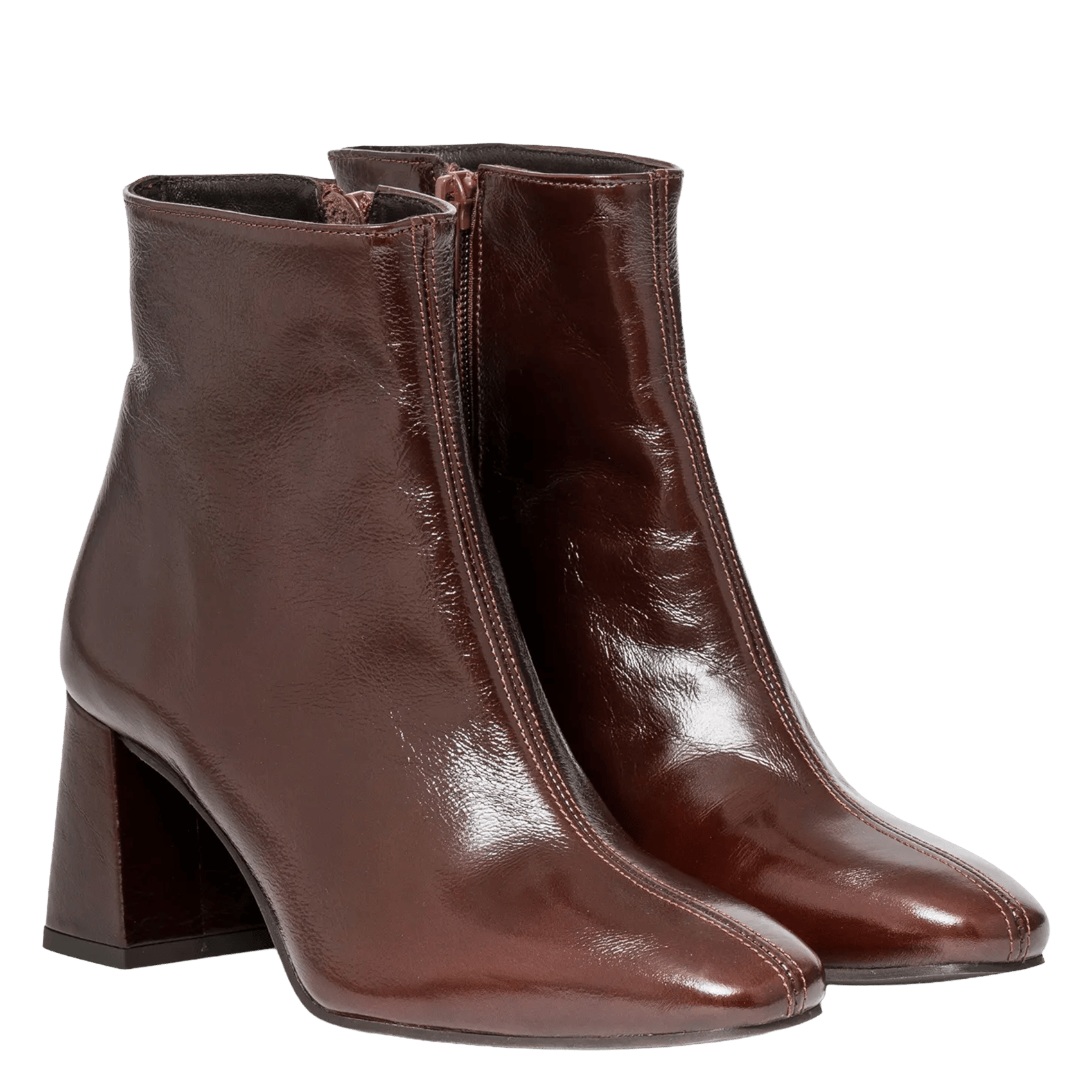 Patent leather ankle boots BOCAGE Brown