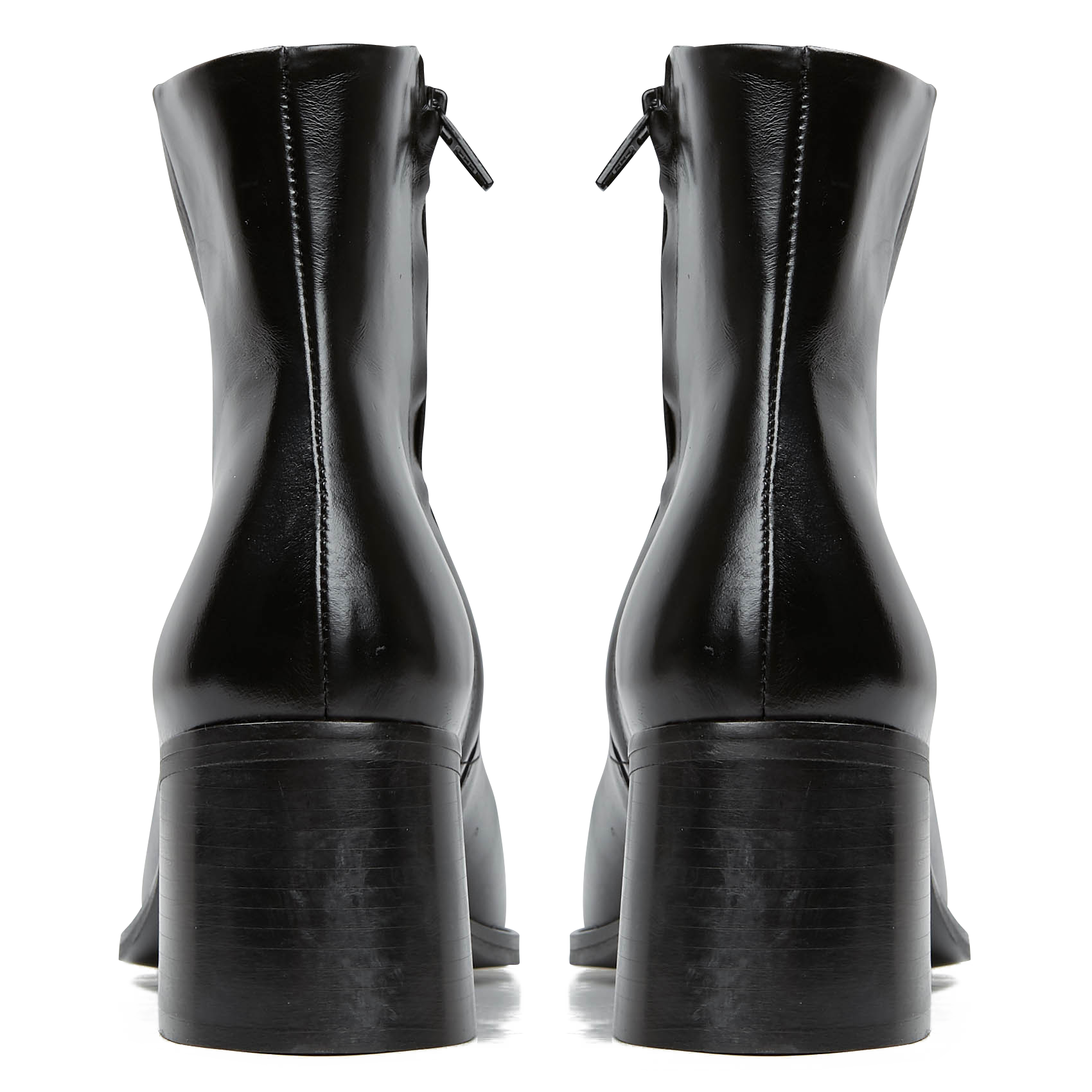 Aged leather mid-calf boots with pointed toe JONAK Black