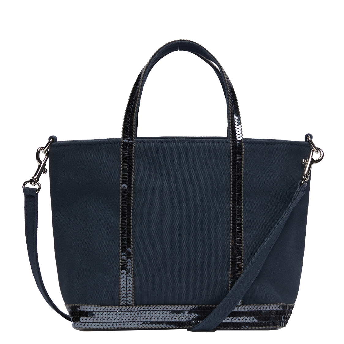 Mini canvas and sequin tote bag VANESSA BRUNO Black
