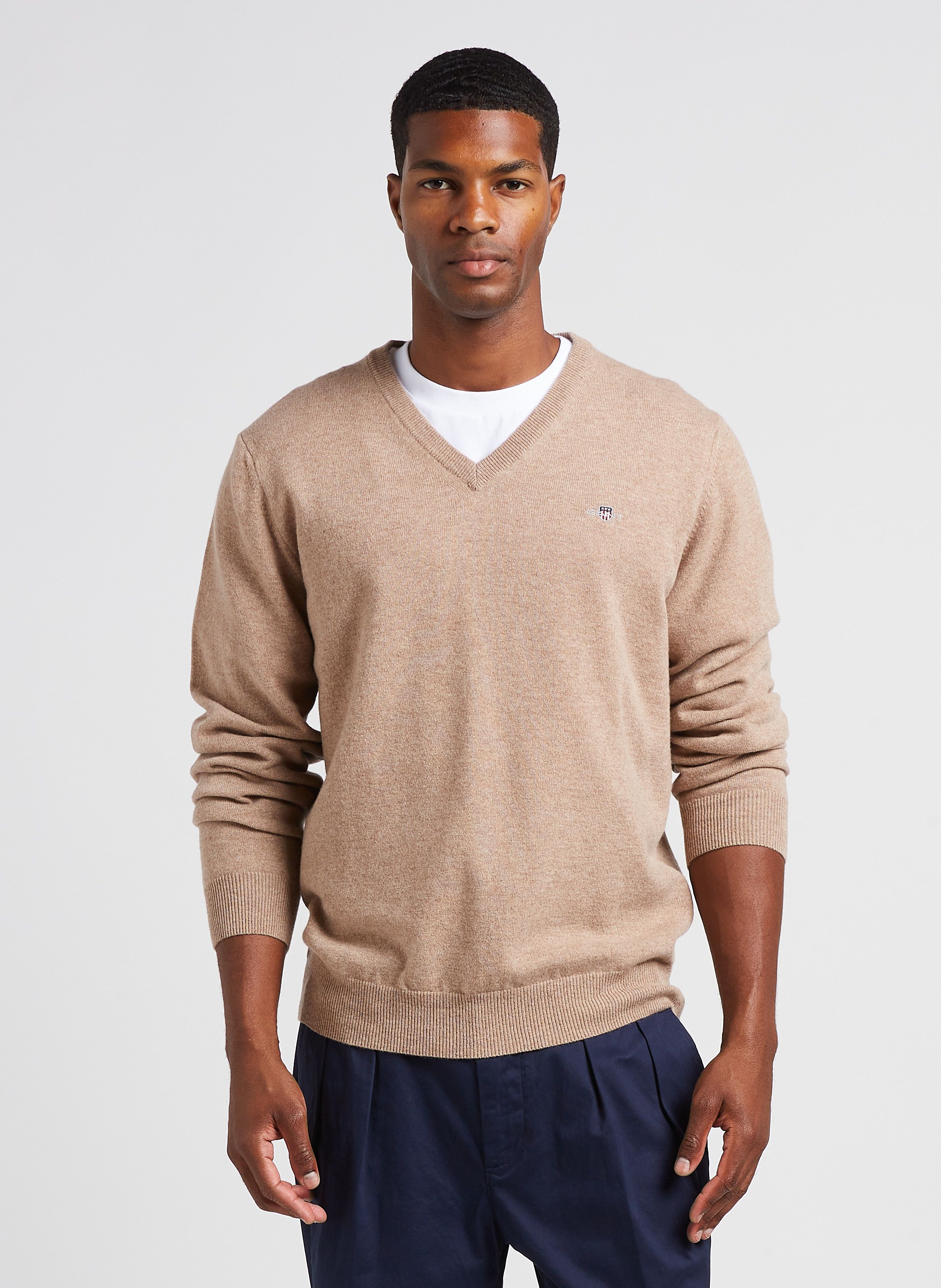 Beige Wool V neck sweater