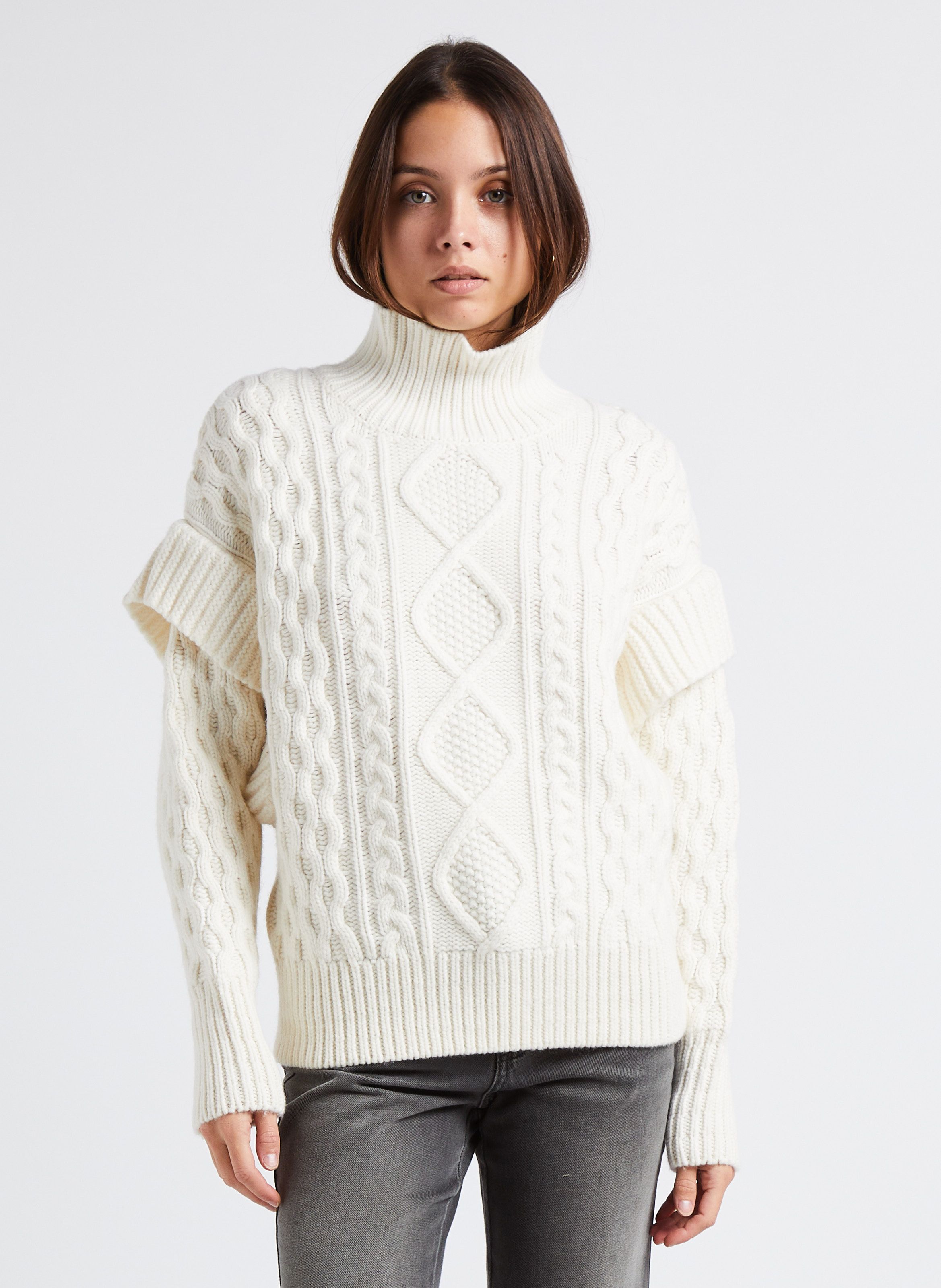 Pull oversize col montant en laine Blanc