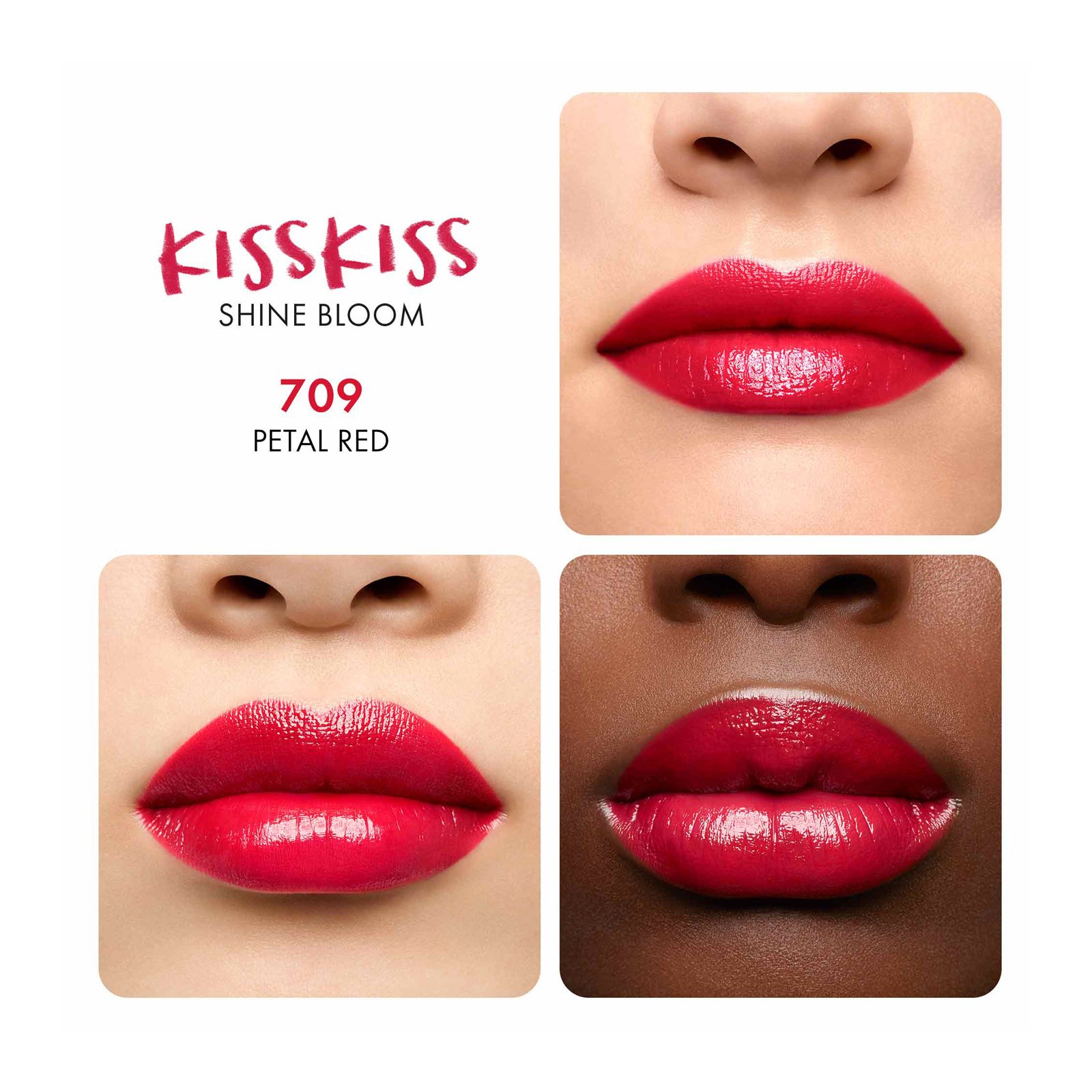 KissKiss Shine Bloom Rouge brillant GUERLAIN 709 petal red