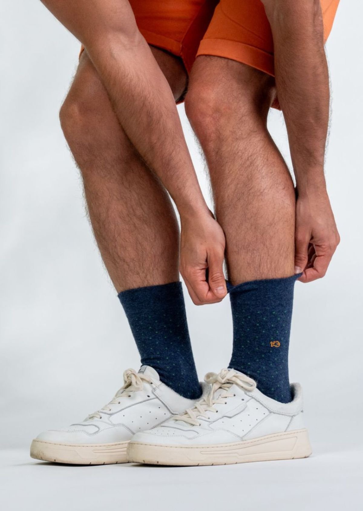 Combed cotton socks with polka dots BILLYBELT Blue