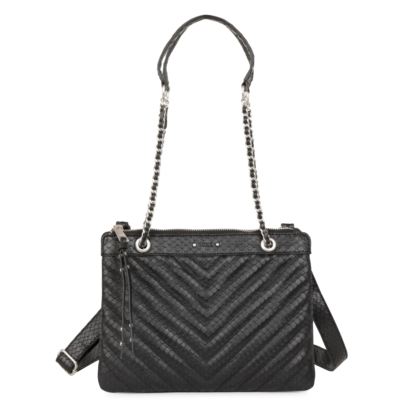 Quilted snake leather clutch bag IKKS Black
