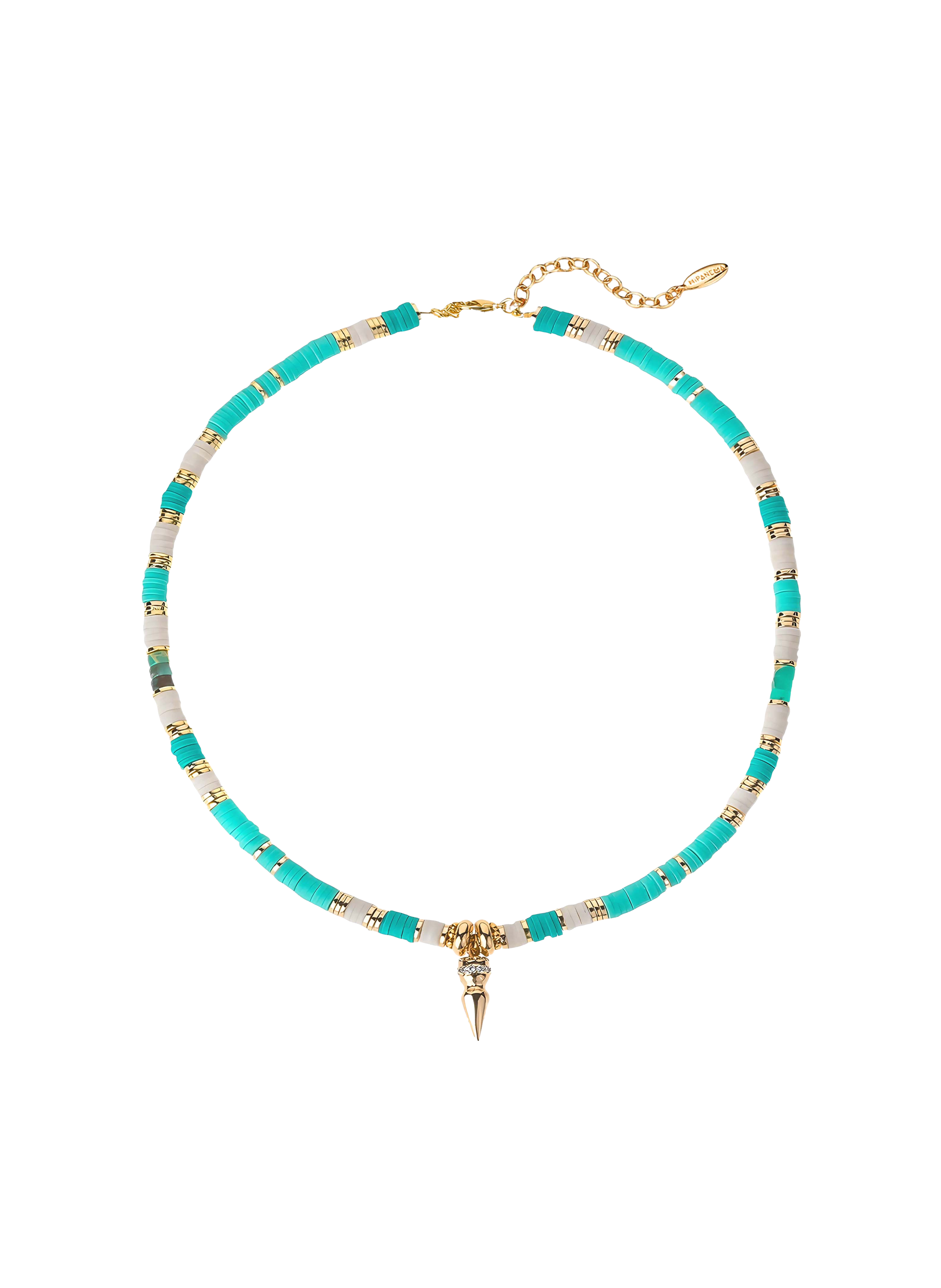 Adjustable necklace with beads and pendant HIPANEMA Blue