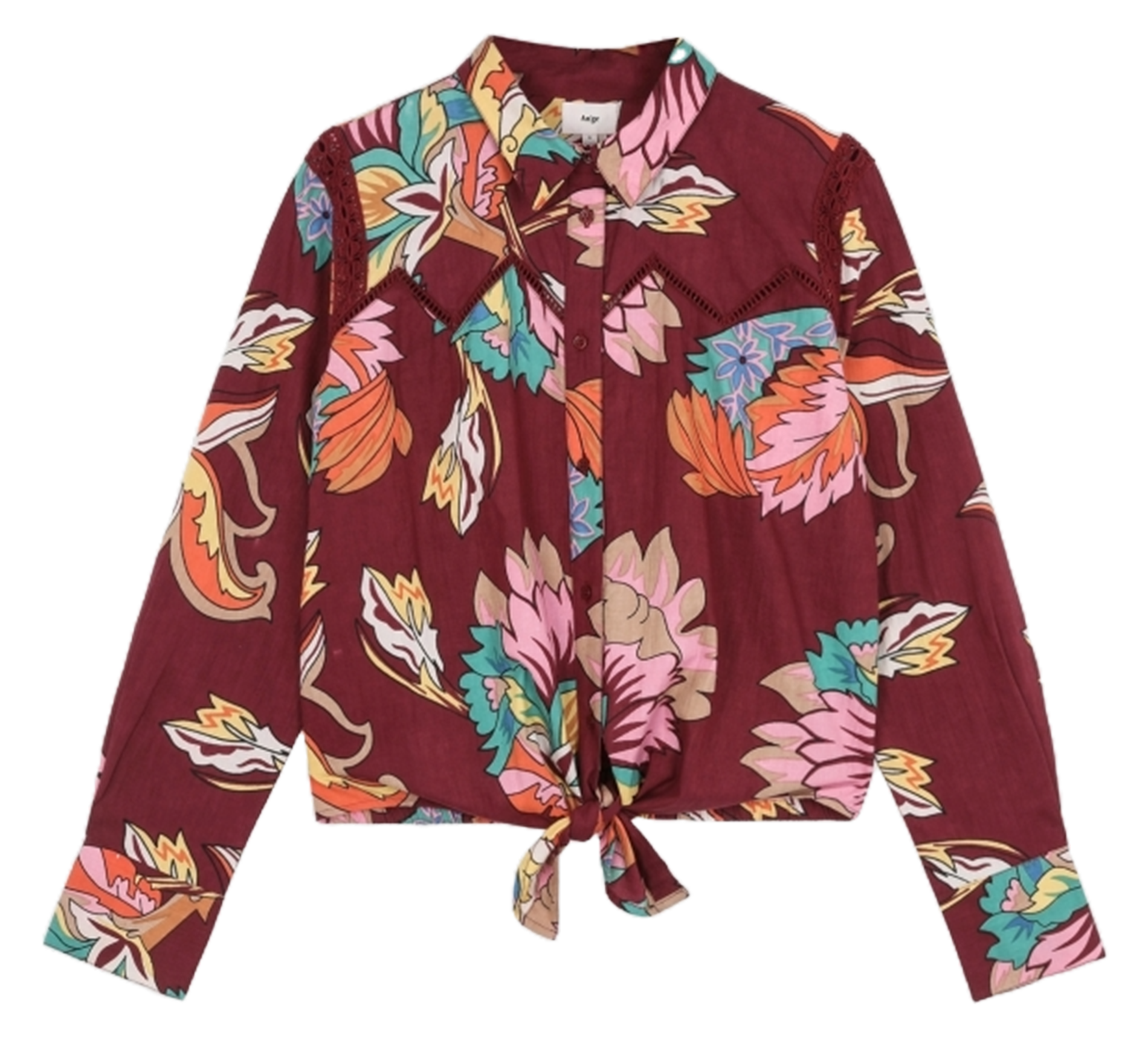 Straight printed cotton shirt AN'GE Red