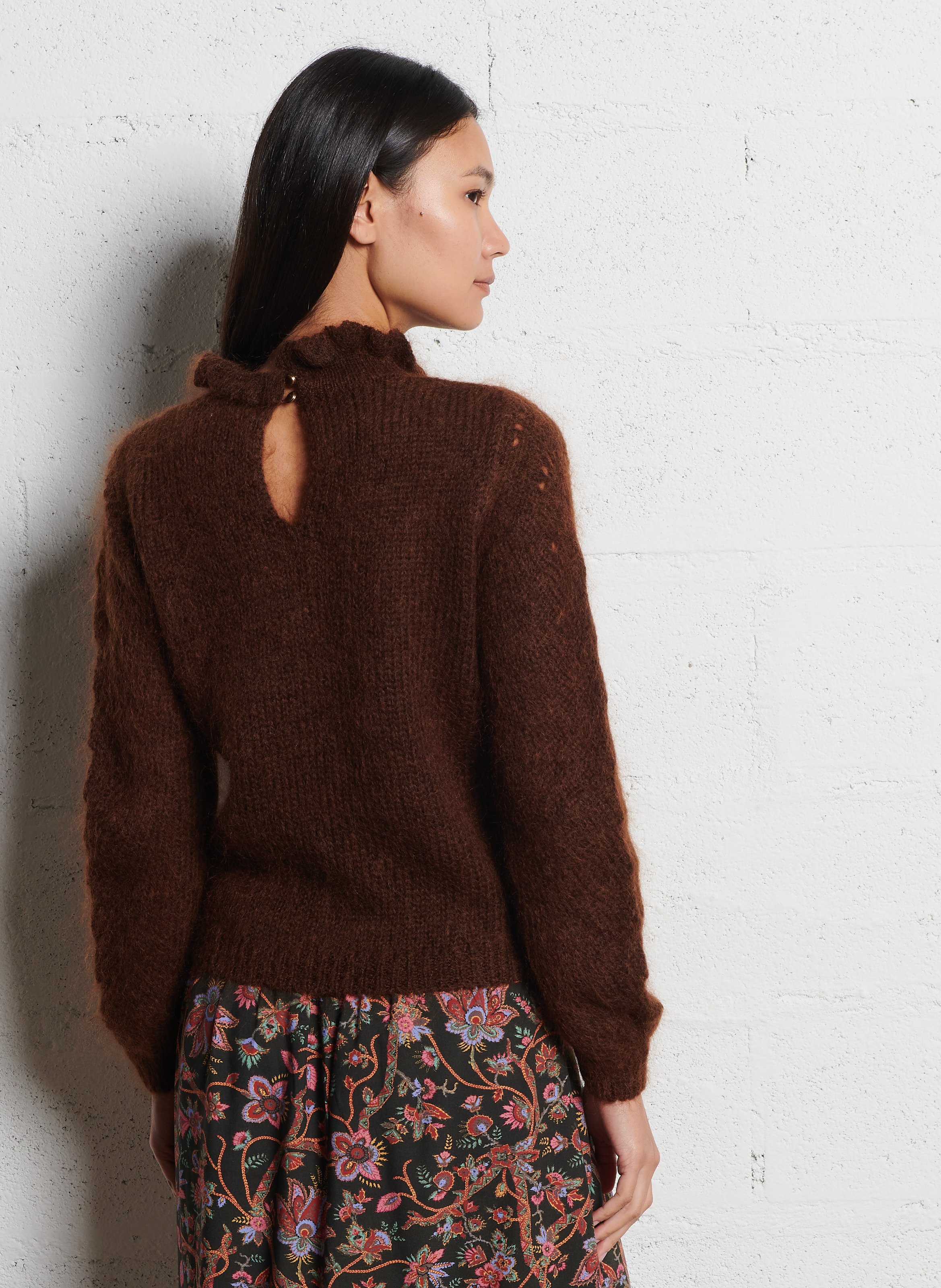 Straight-cut knit sweater LOUISE MISHA Brown