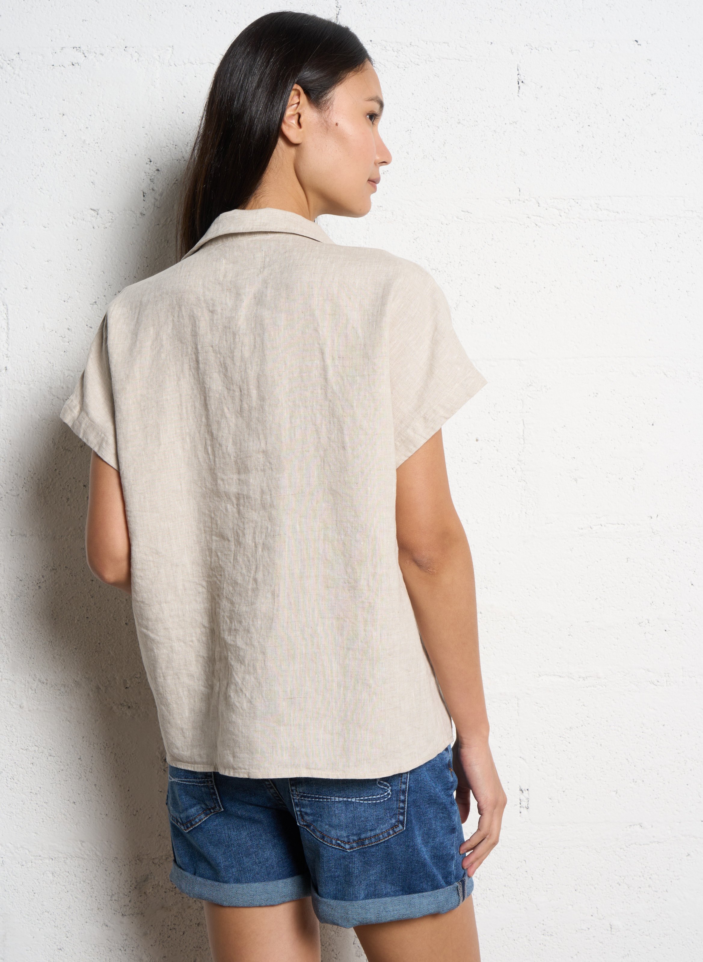 Wijde, linnen top SUD EXPRESS Beige