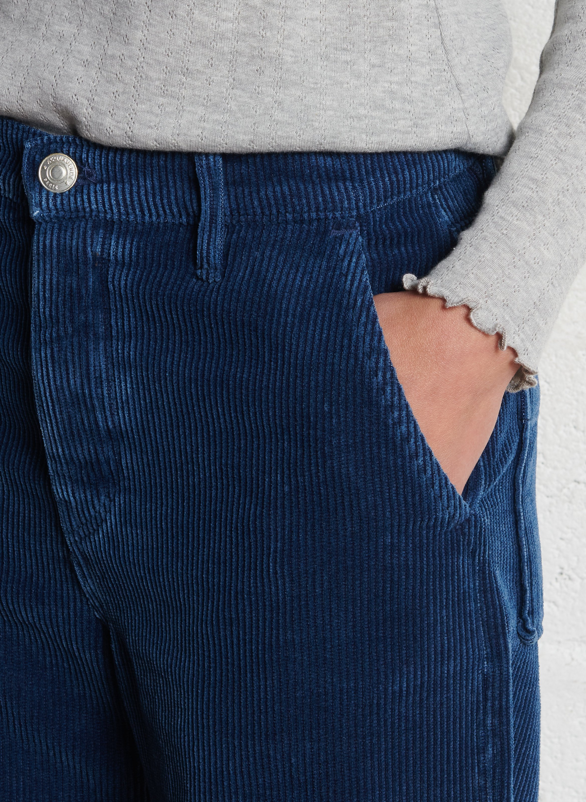 Wide ribbed cotton trousers ACQUAVERDE Blue