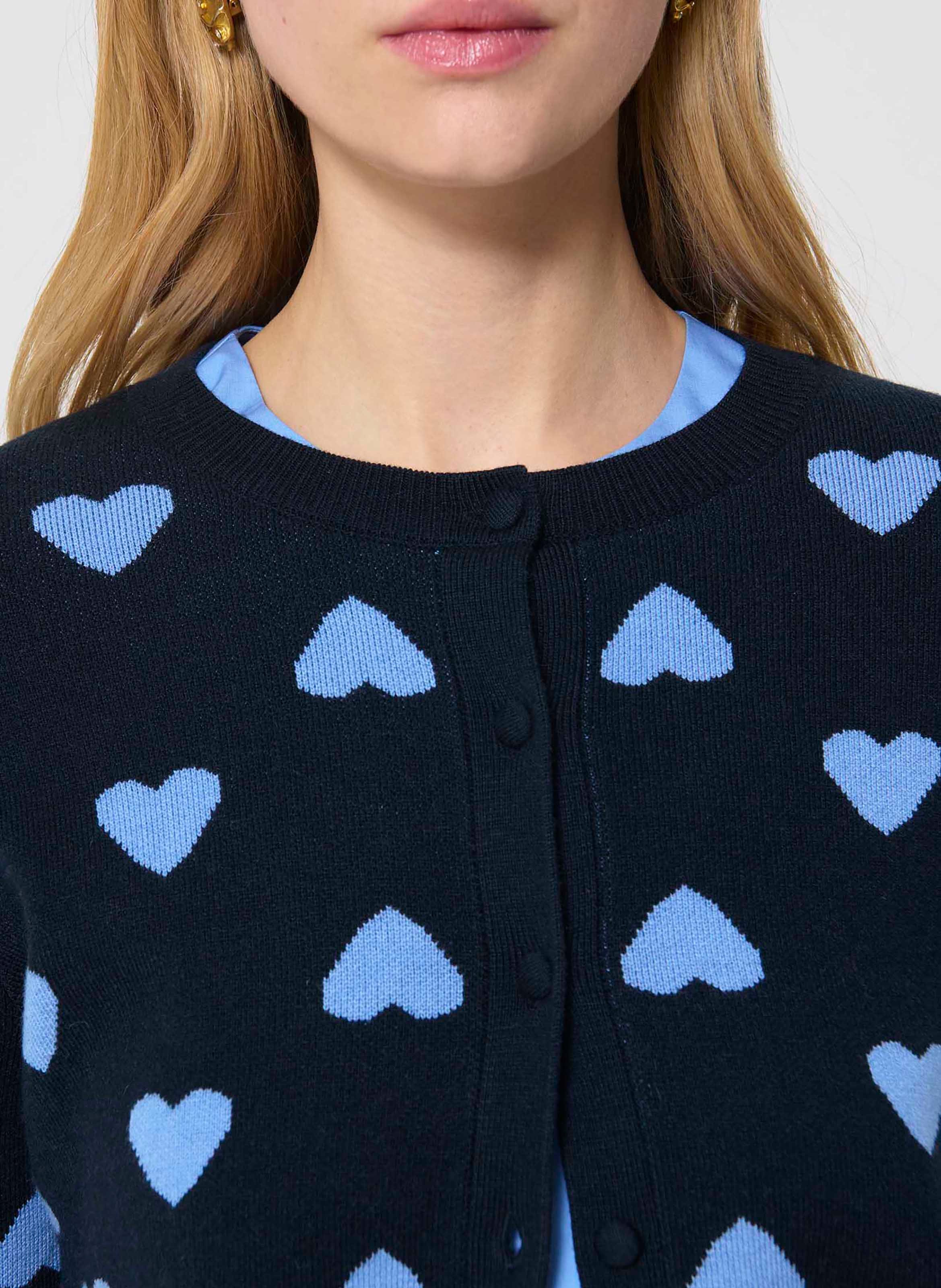 Cardigan dritto scollo tondo in maglia TARA JARMON Blu