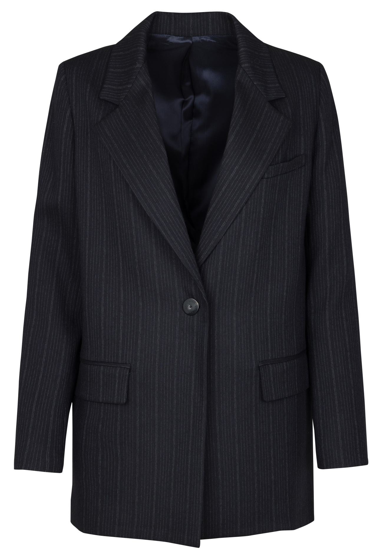 Veste col tailleur masculine en laine vierge MARGAUX LONNBERG Bleu