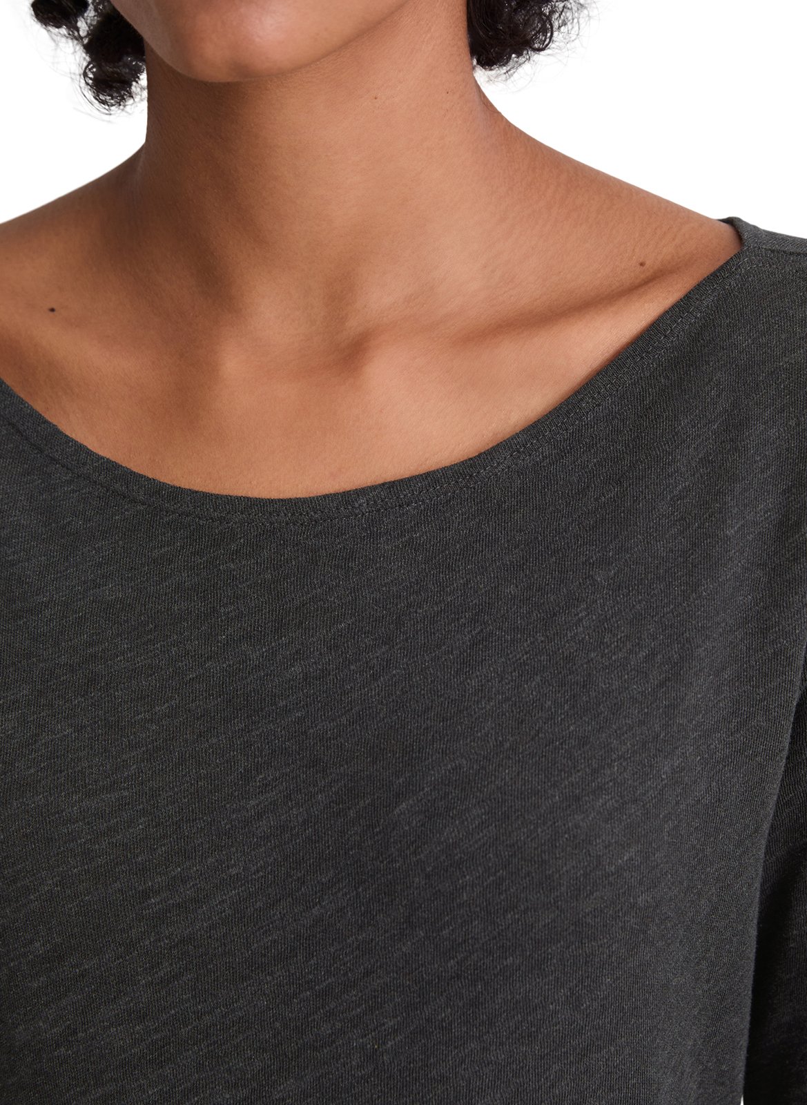 Camiseta de algodón flameado con cuello de barco MARC O'POLO Gris