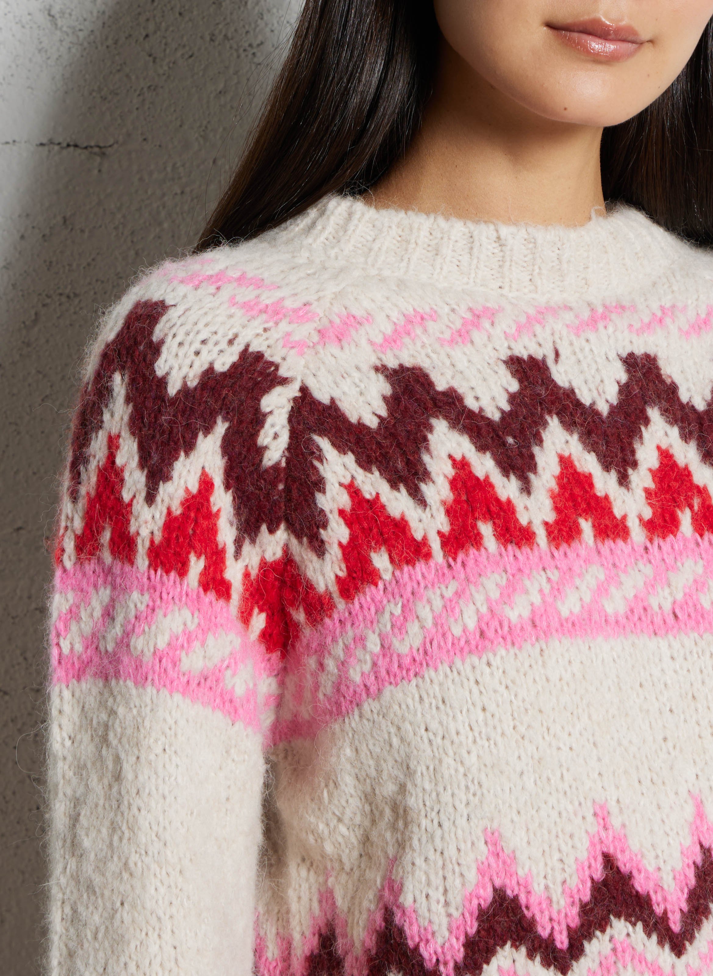 Pull droit col rond en jacquard HARTFORD Multicolore