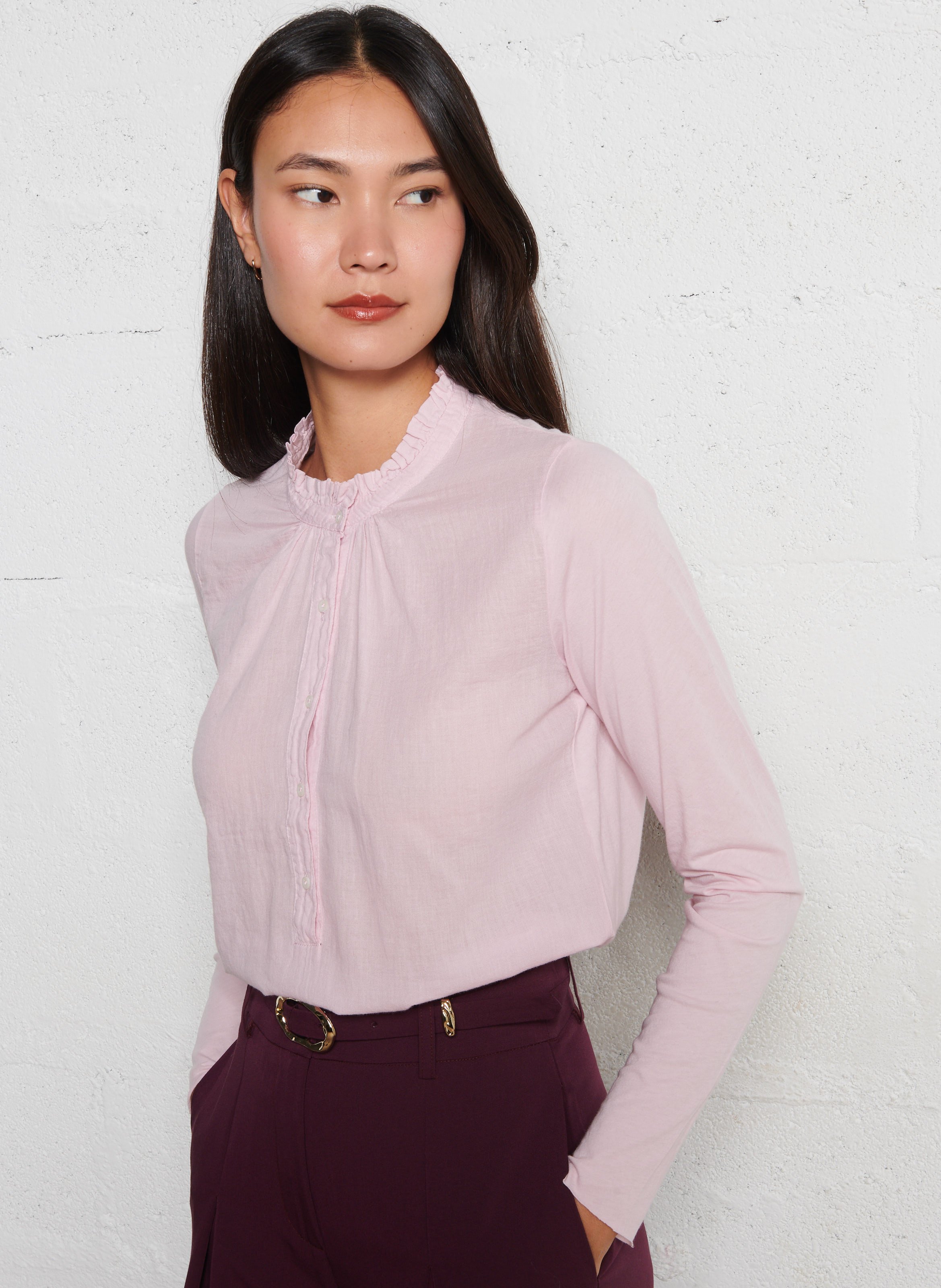 Straight high-neck cotton t-shirt HARTFORD Pink