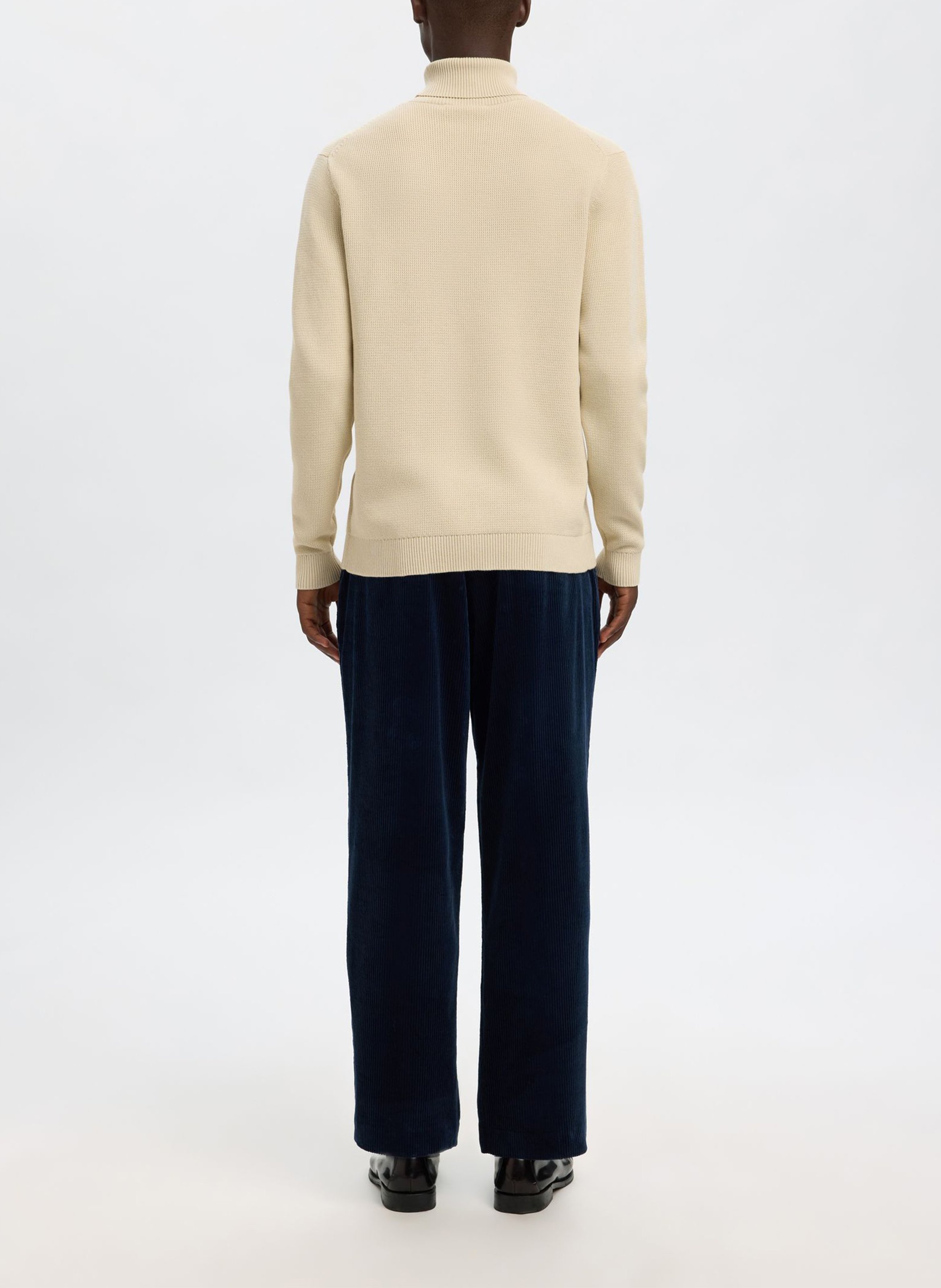 Straight fit organic cotton turtleneck undershirt SELECTED Beige