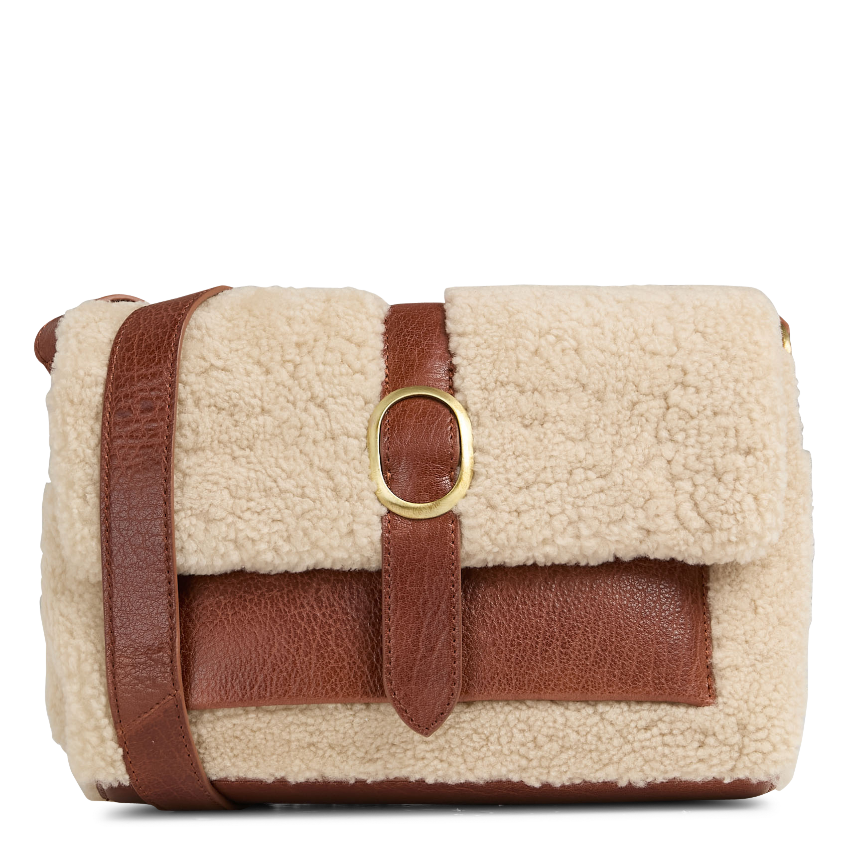 Sac bandoulière bouclette en cuir MAISON 123 Blanc