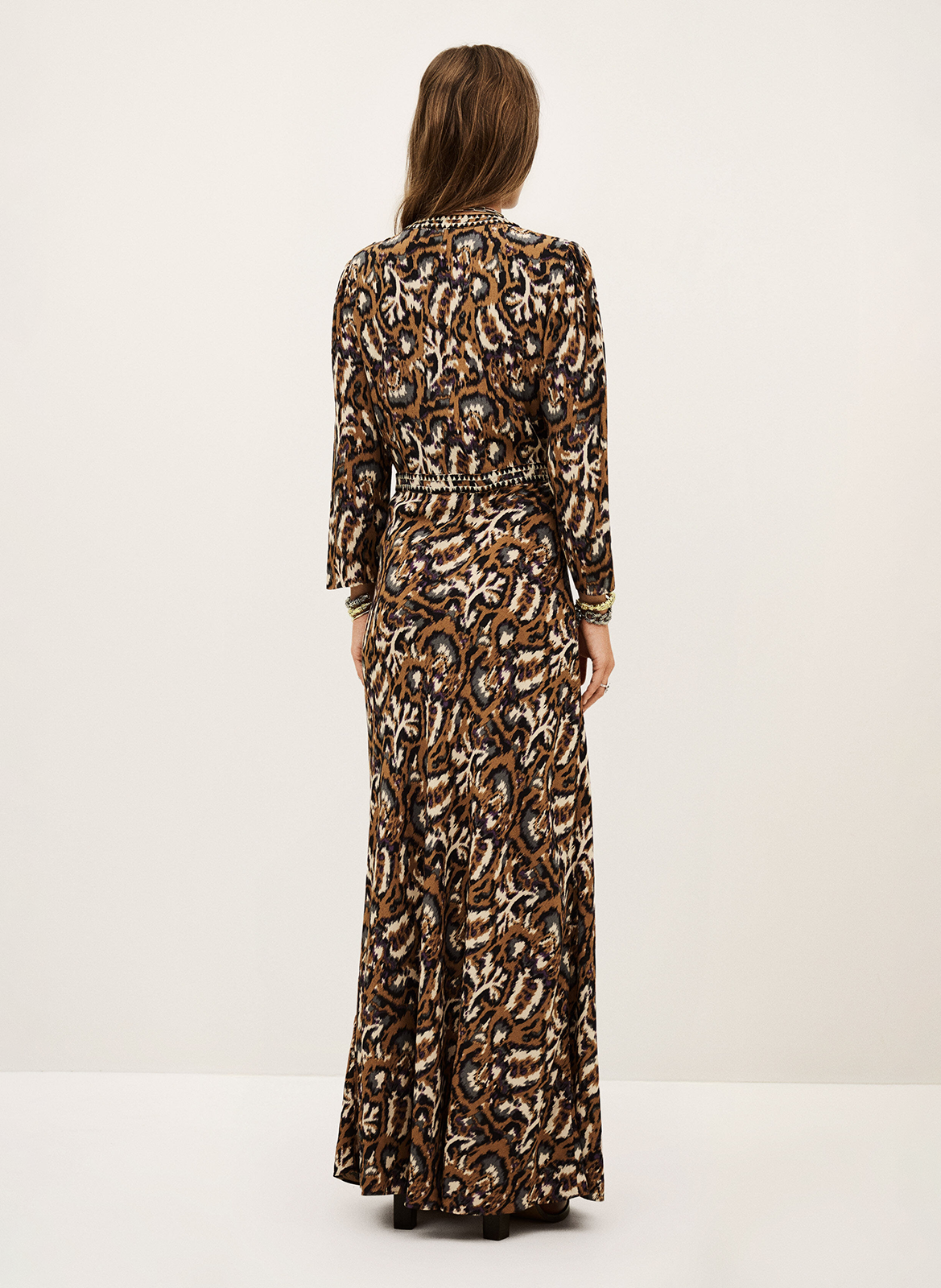 Robe longue col V imprimée BA&SH Orange