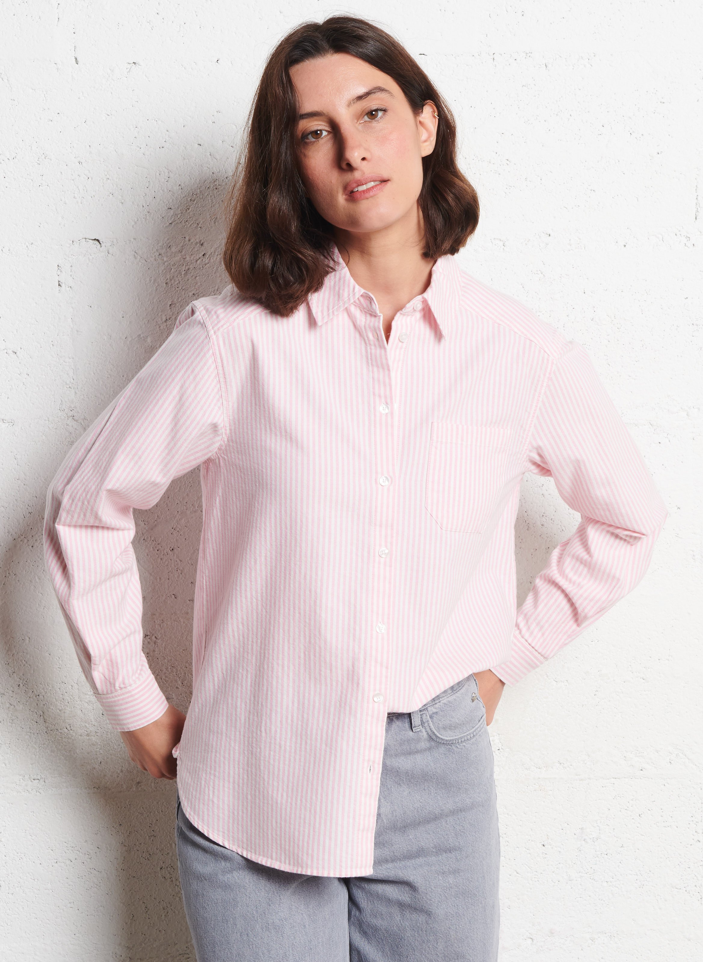 Chemise col classique en coton MAISON 123 Rose