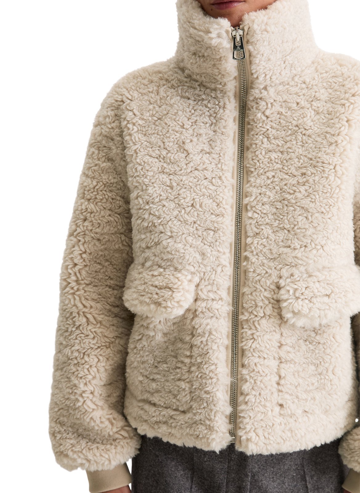 Veste droite zippée en fausse fourrure MARC O&#039;POLO Beige