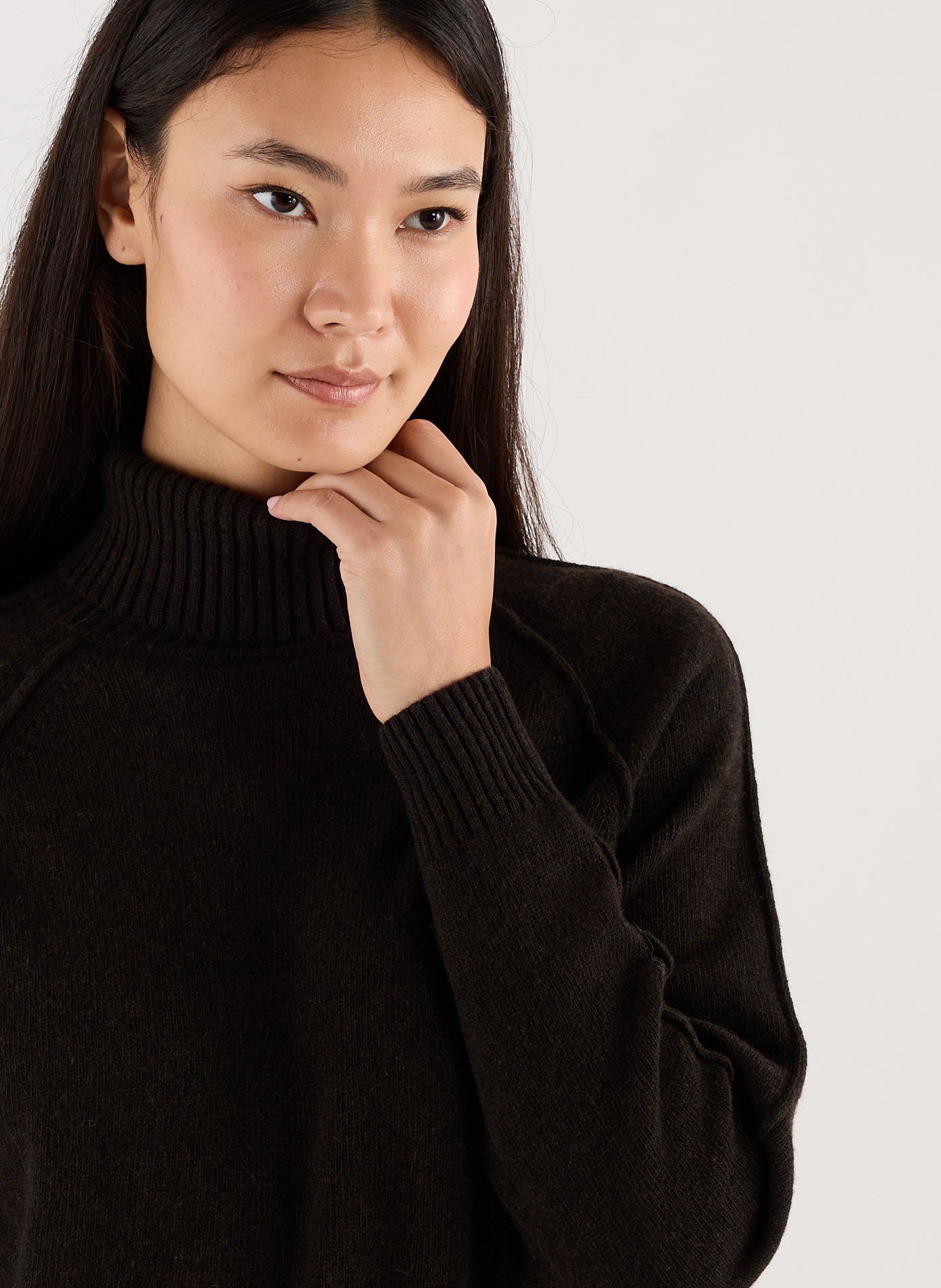 Pull droit col roulé en laine mélangée SAISON 1865 Marron