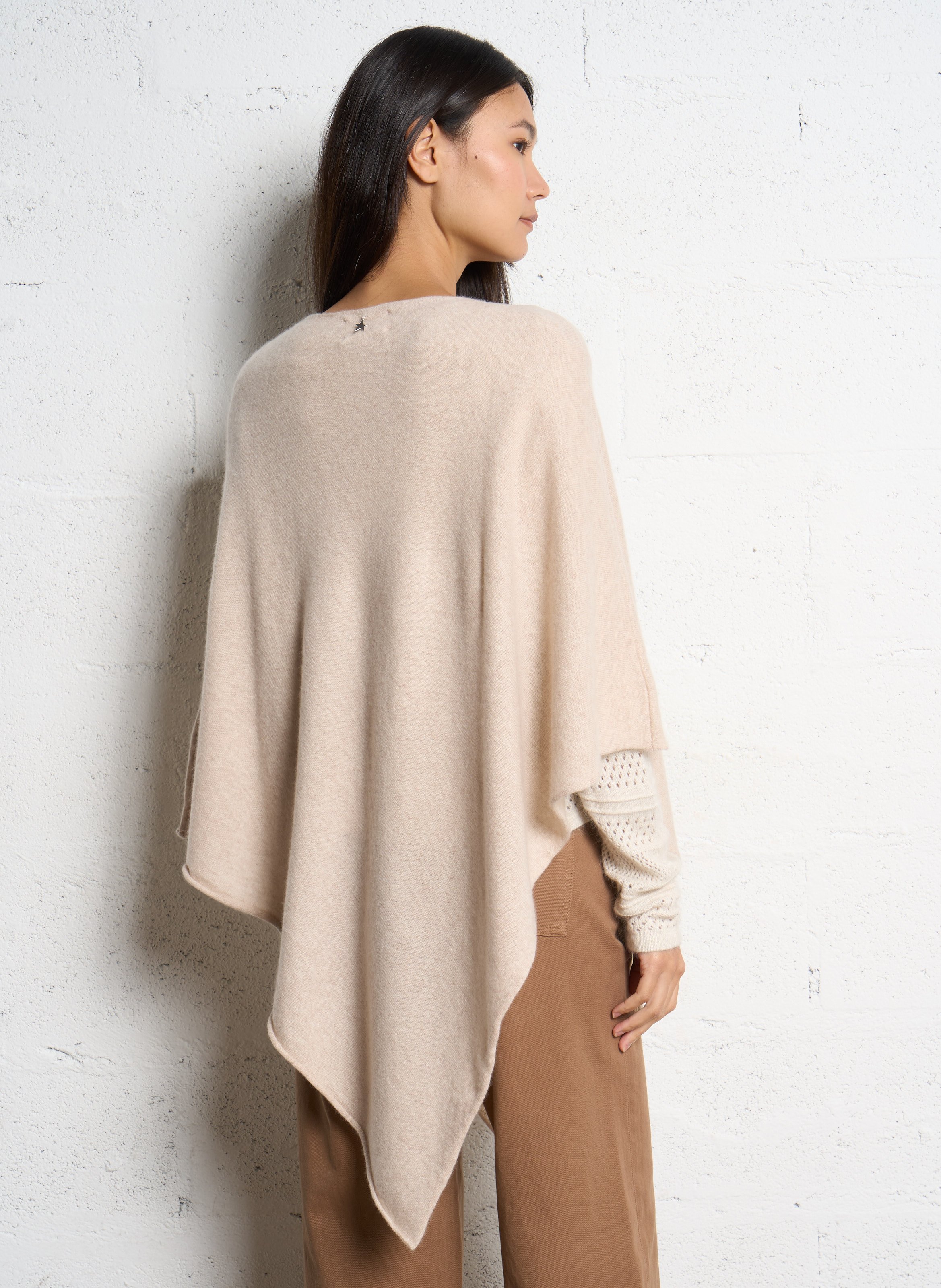 Poncho col bateau en cachemire SUD EXPRESS Beige