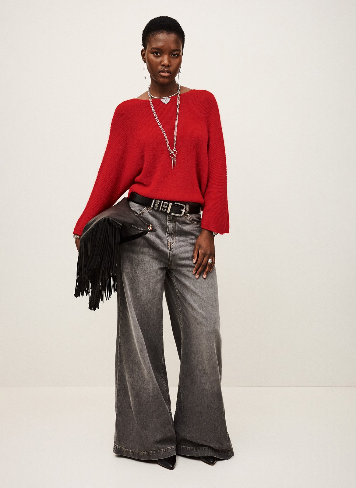 Pull droit col rond en maille BA&SH Rouge