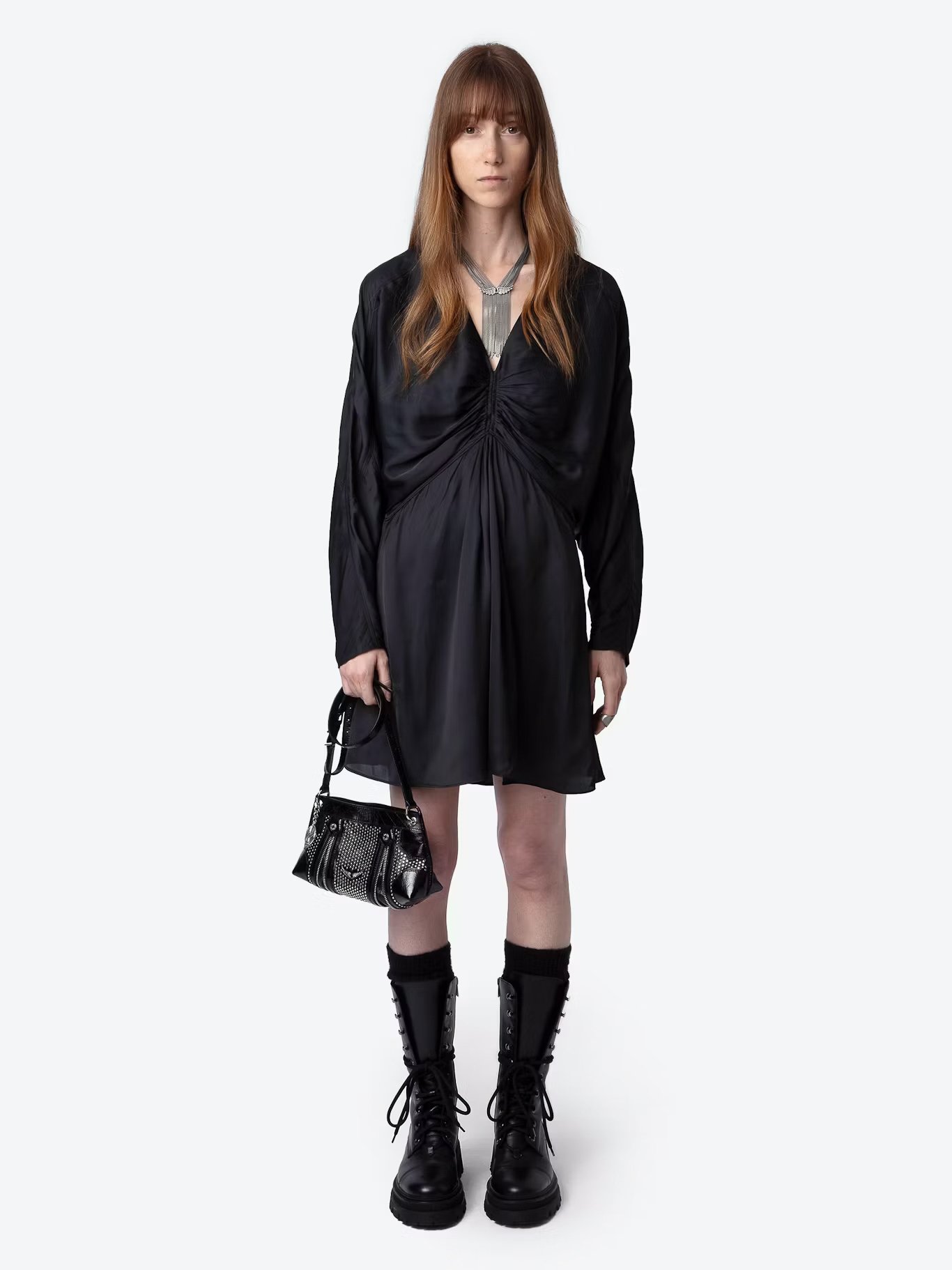 Robe courte satinée effet drapé  ZADIG&VOLTAIRE Noir