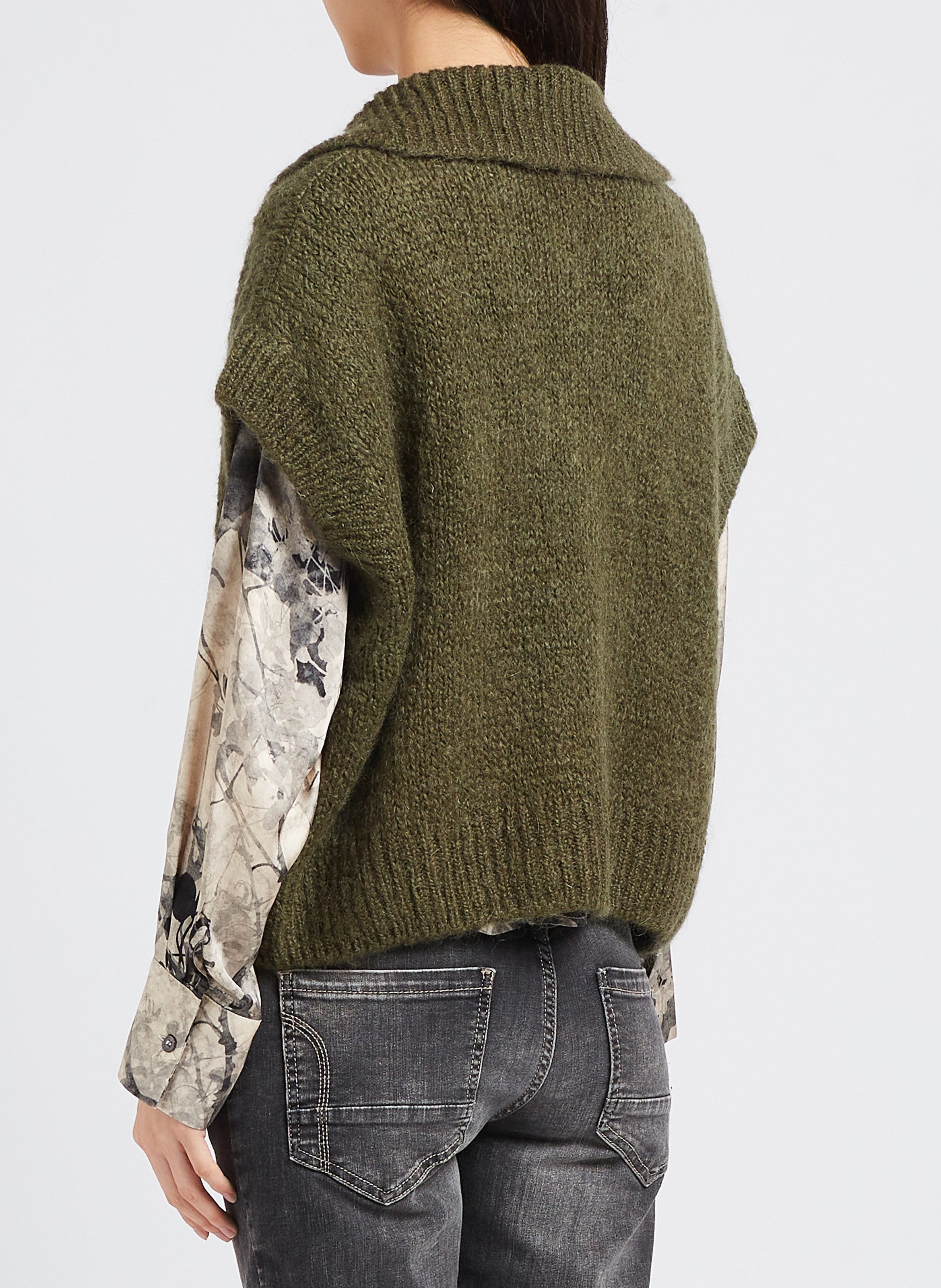 Cardigan with classic collar PLEASE Khaki