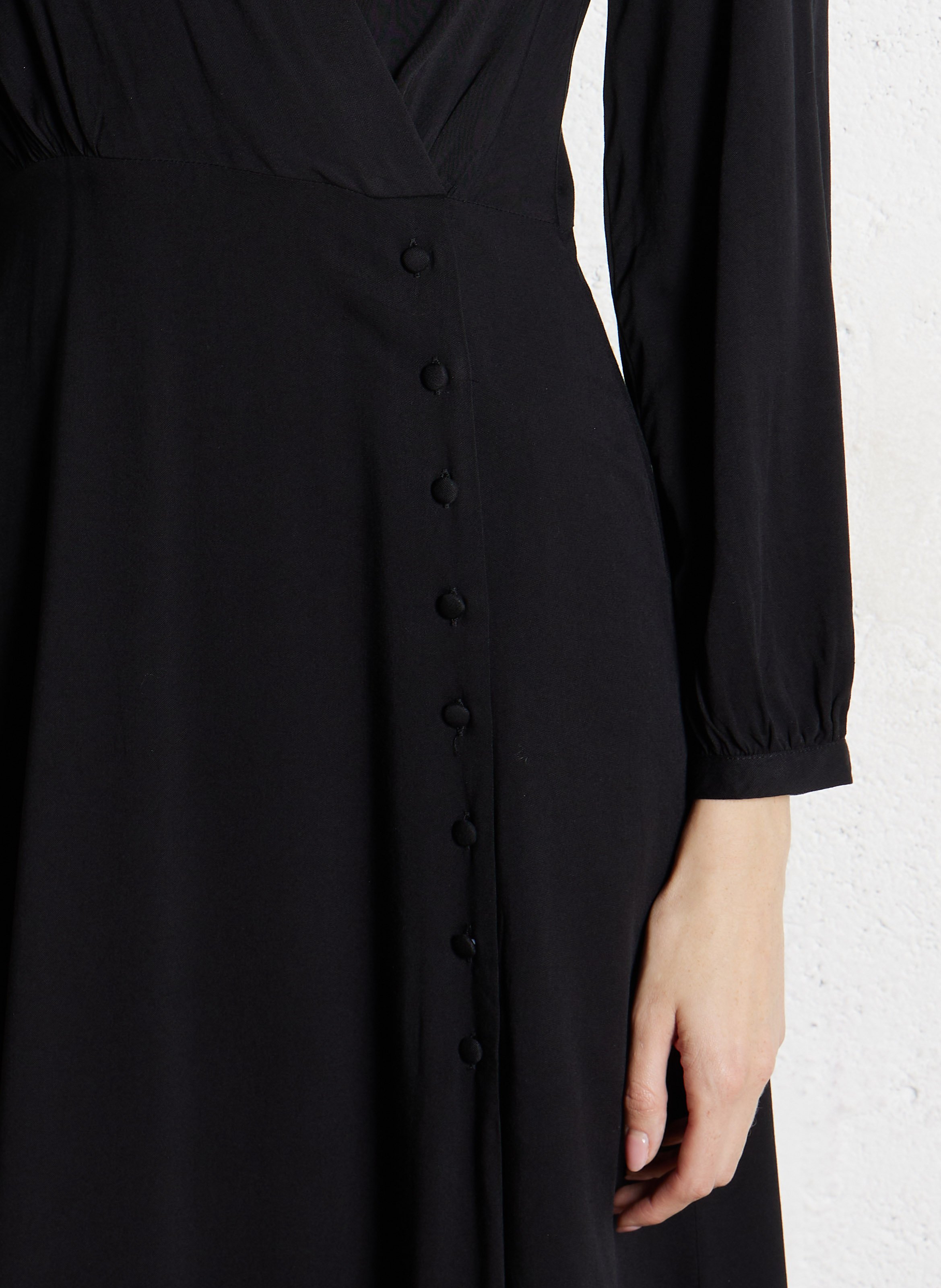 Midi wikkeljurk met uitlopende rok LA PETITE ETOILE Zwart