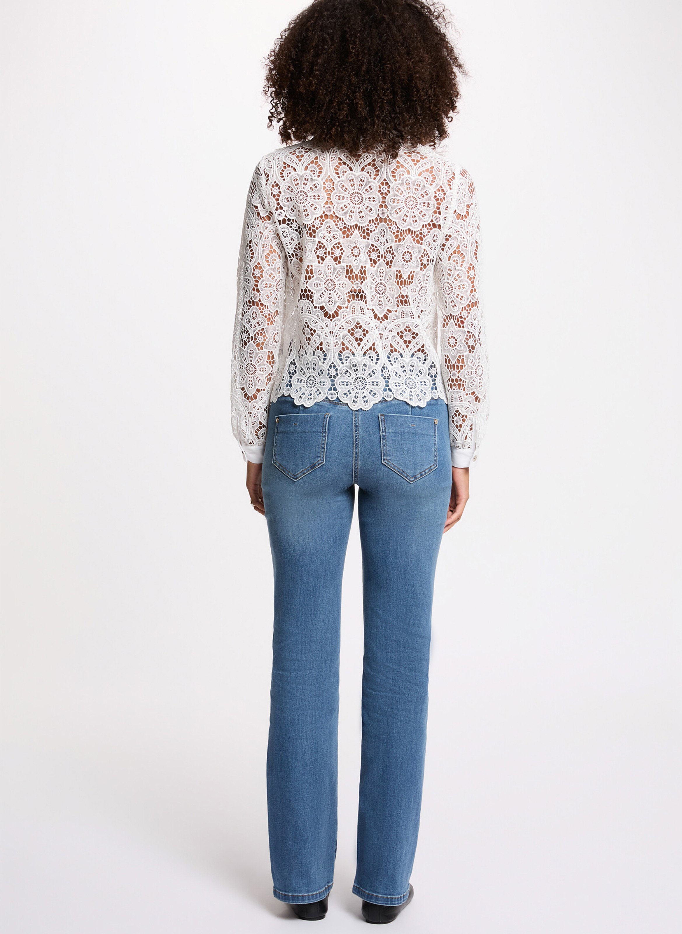 Chemise droite en dentelle MORGAN Blanc