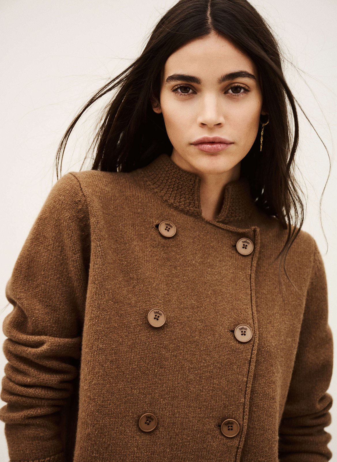 Gilet droit col montant en laine BA&SH Marron