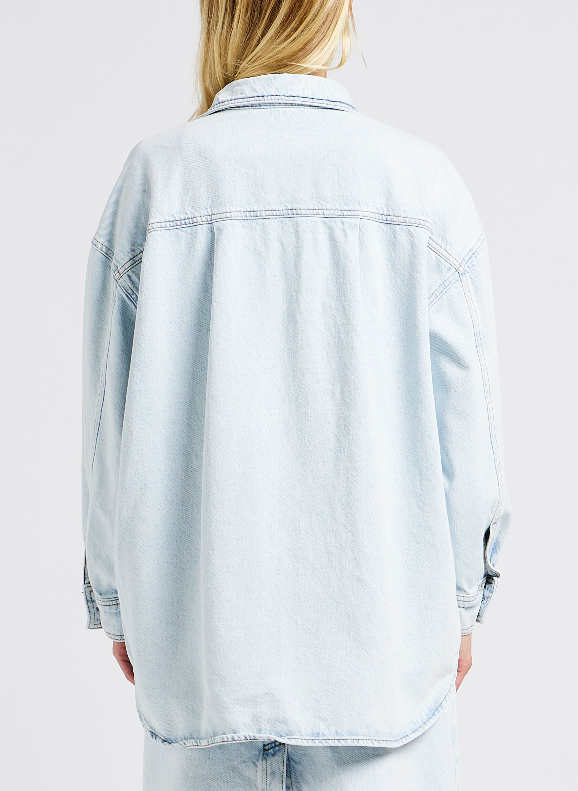 Oversize-Baumwollbluse mit klassischem Kragen AMERICAN VINTAGE Blau