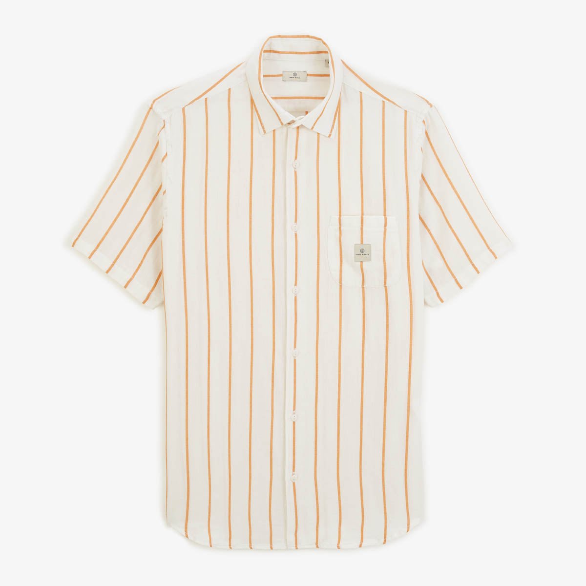 Short-sleeved striped cotton shirt SERGE BLANCO White