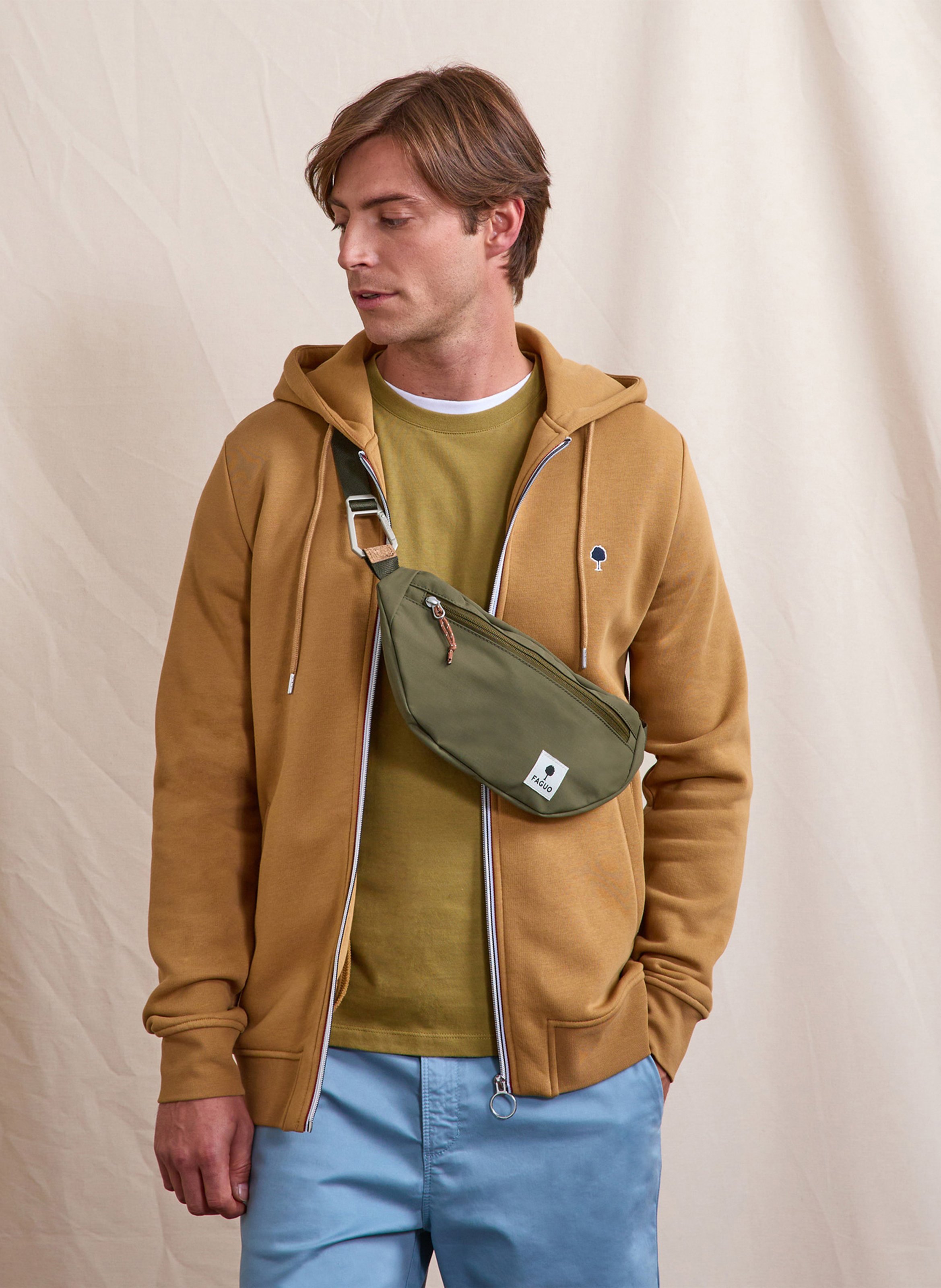 Printed canvas waist bag FAGUO Blue