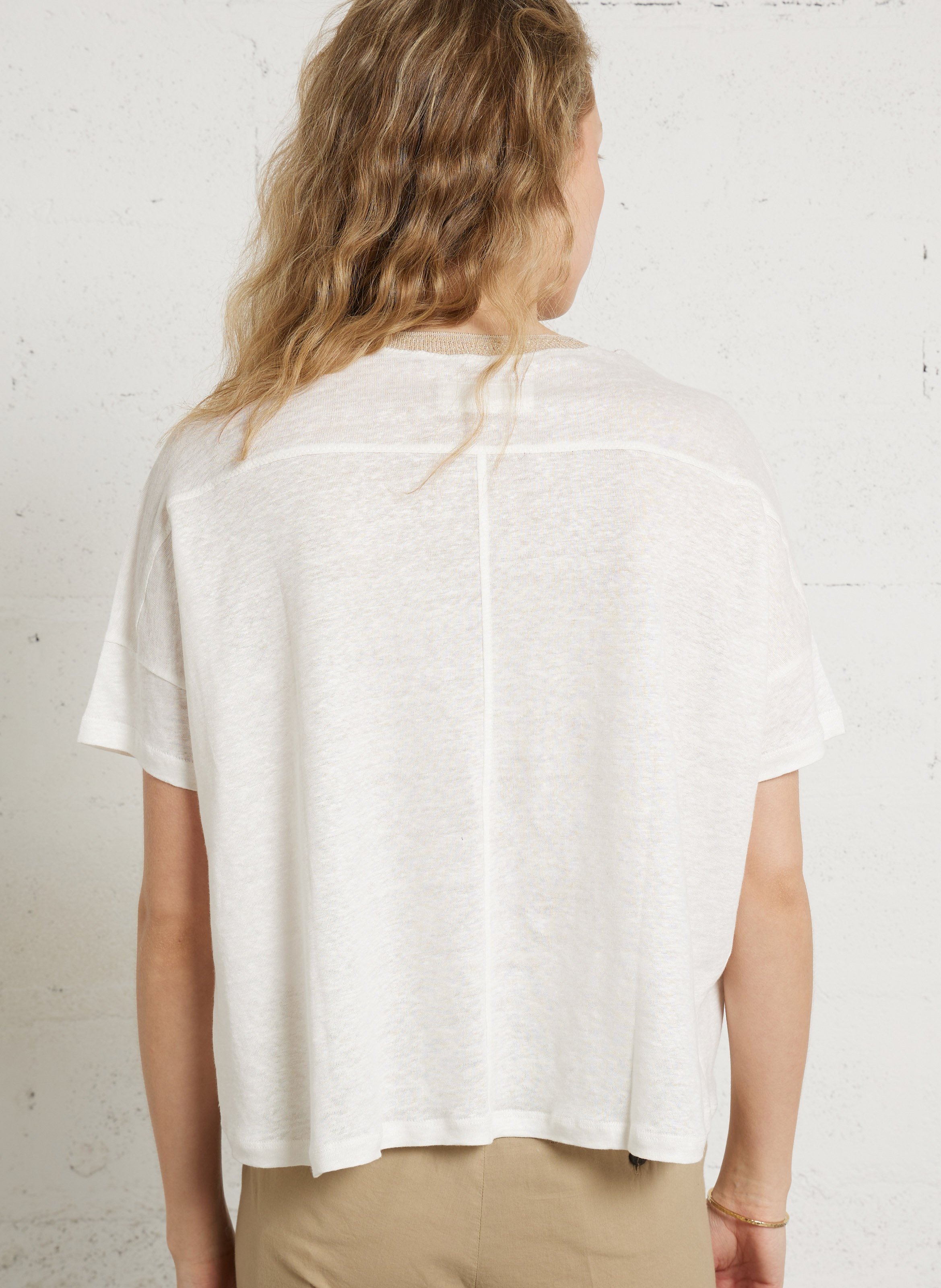 Baumwoll-T-Shirt mit Rundhalsausschnitt  BELLA JONES Beige