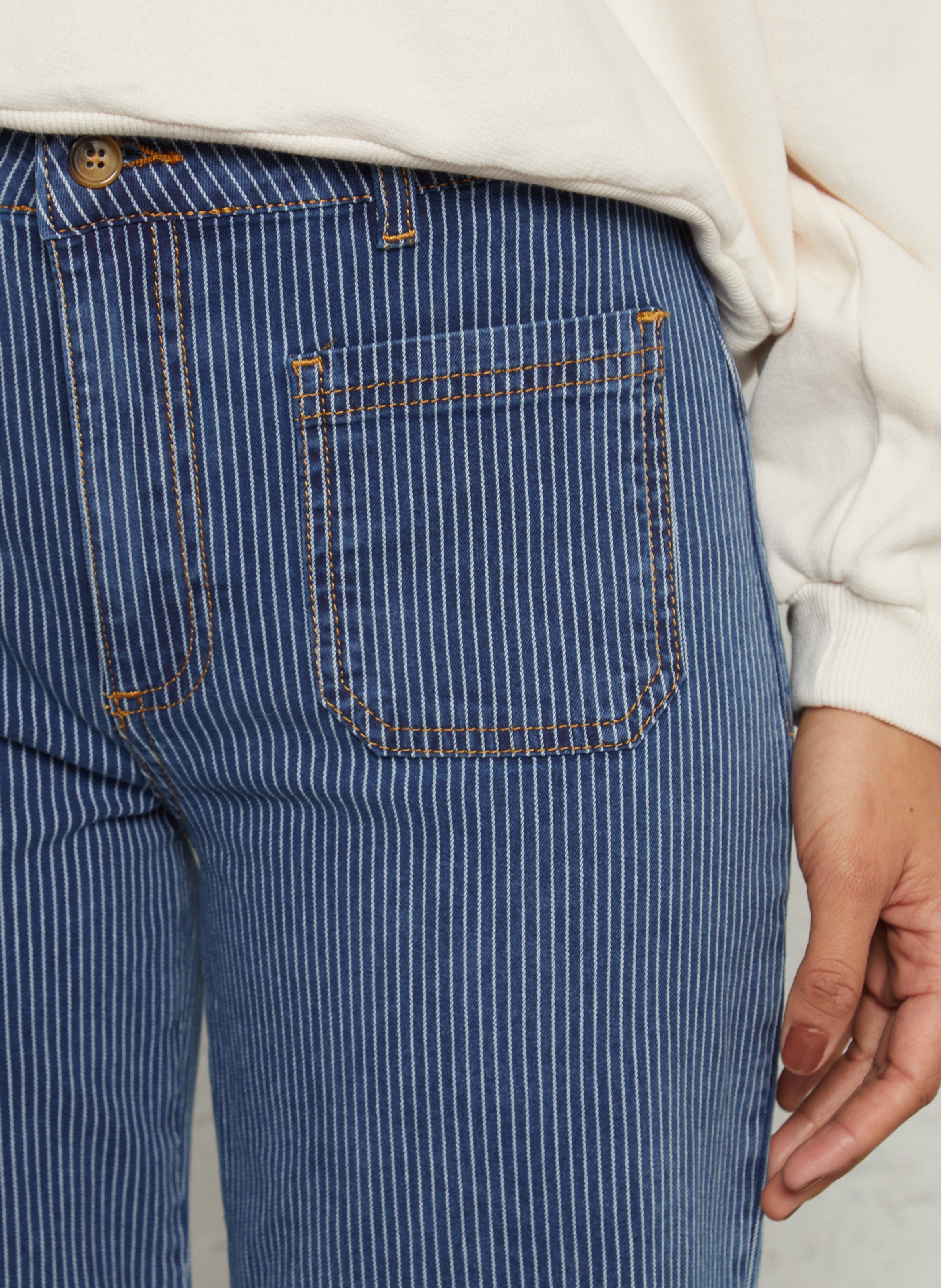 Gerade geschnittene Streifendetail-Denimhose EMILE ET IDA Blau