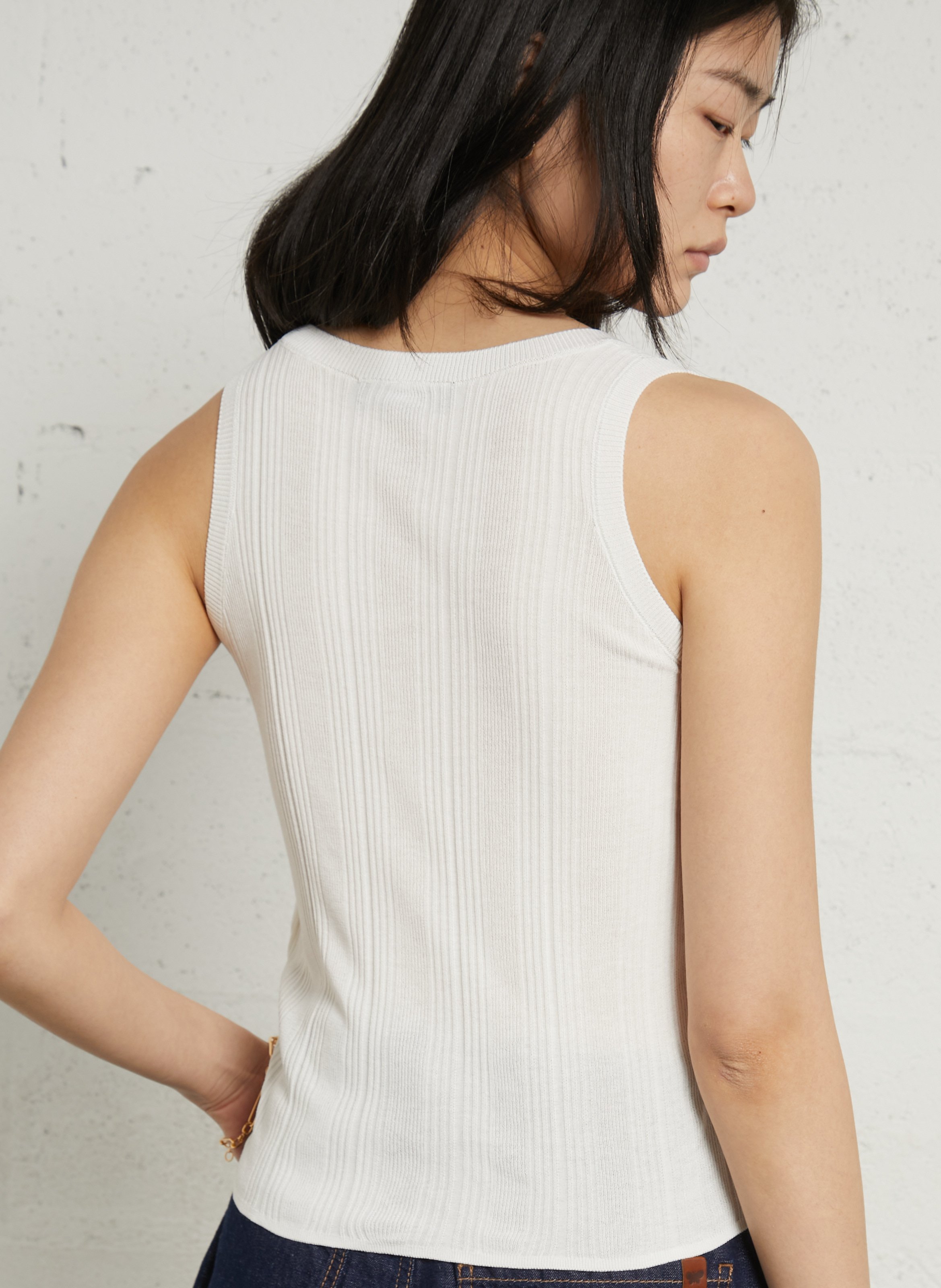 Anliegendes Stricktop MAX MARA WEEK END Weiss