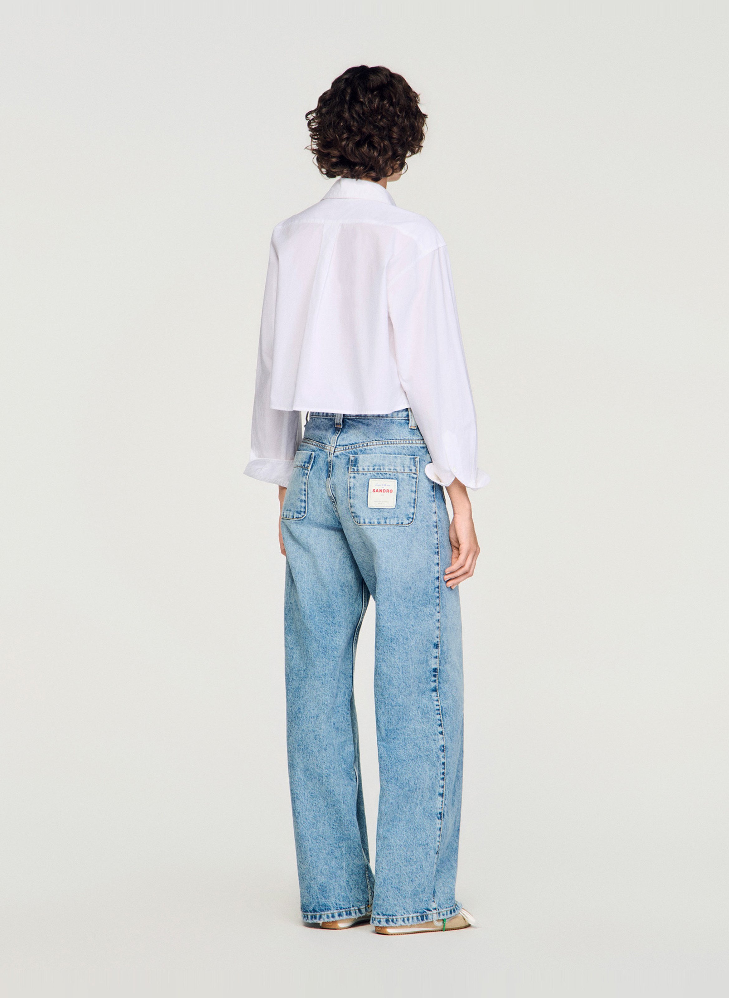 Rechte, katoenen jeans met verwassen effect SANDRO Blauw