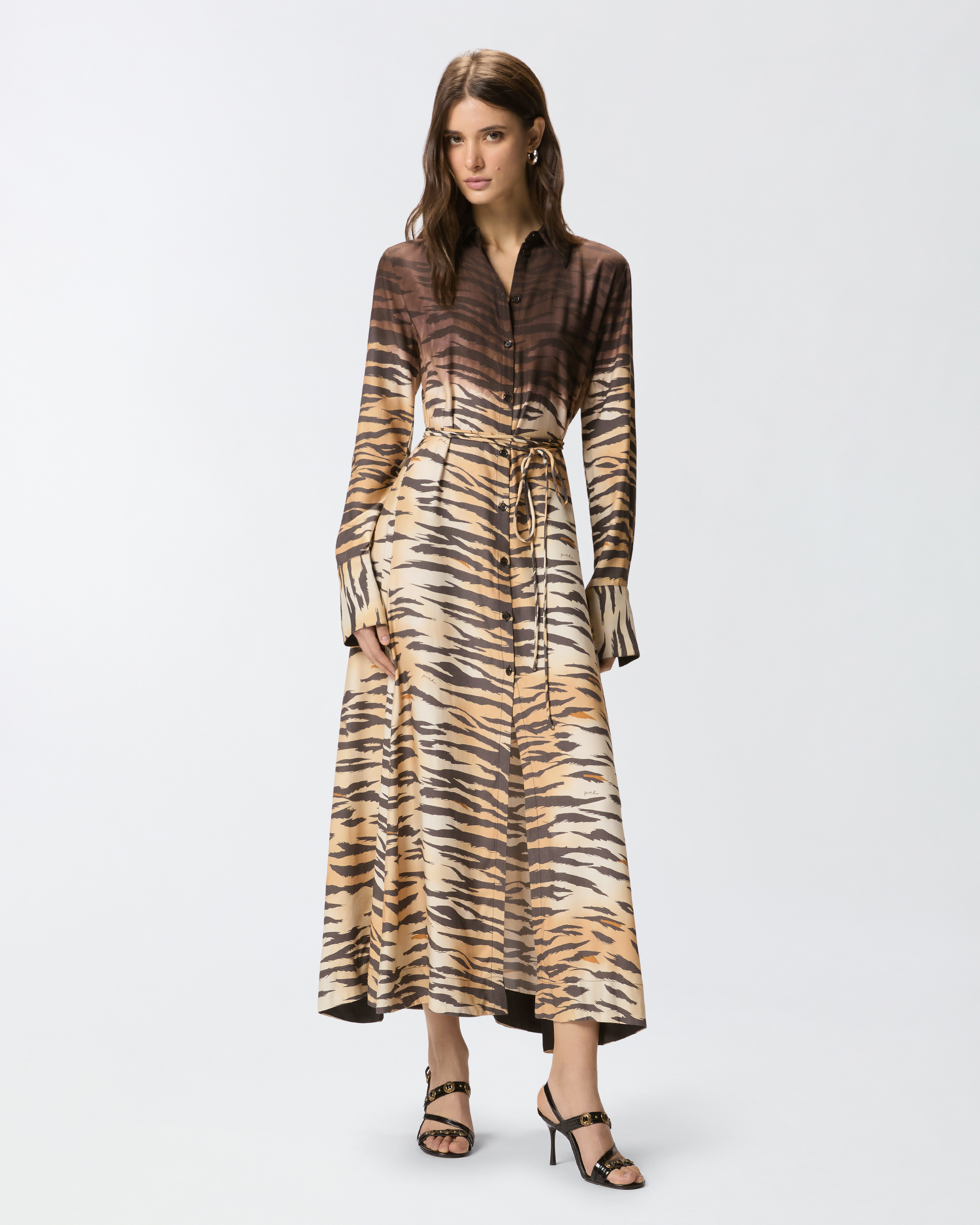 Robe chemise longue à imprimé animalier PINKO Multicolore