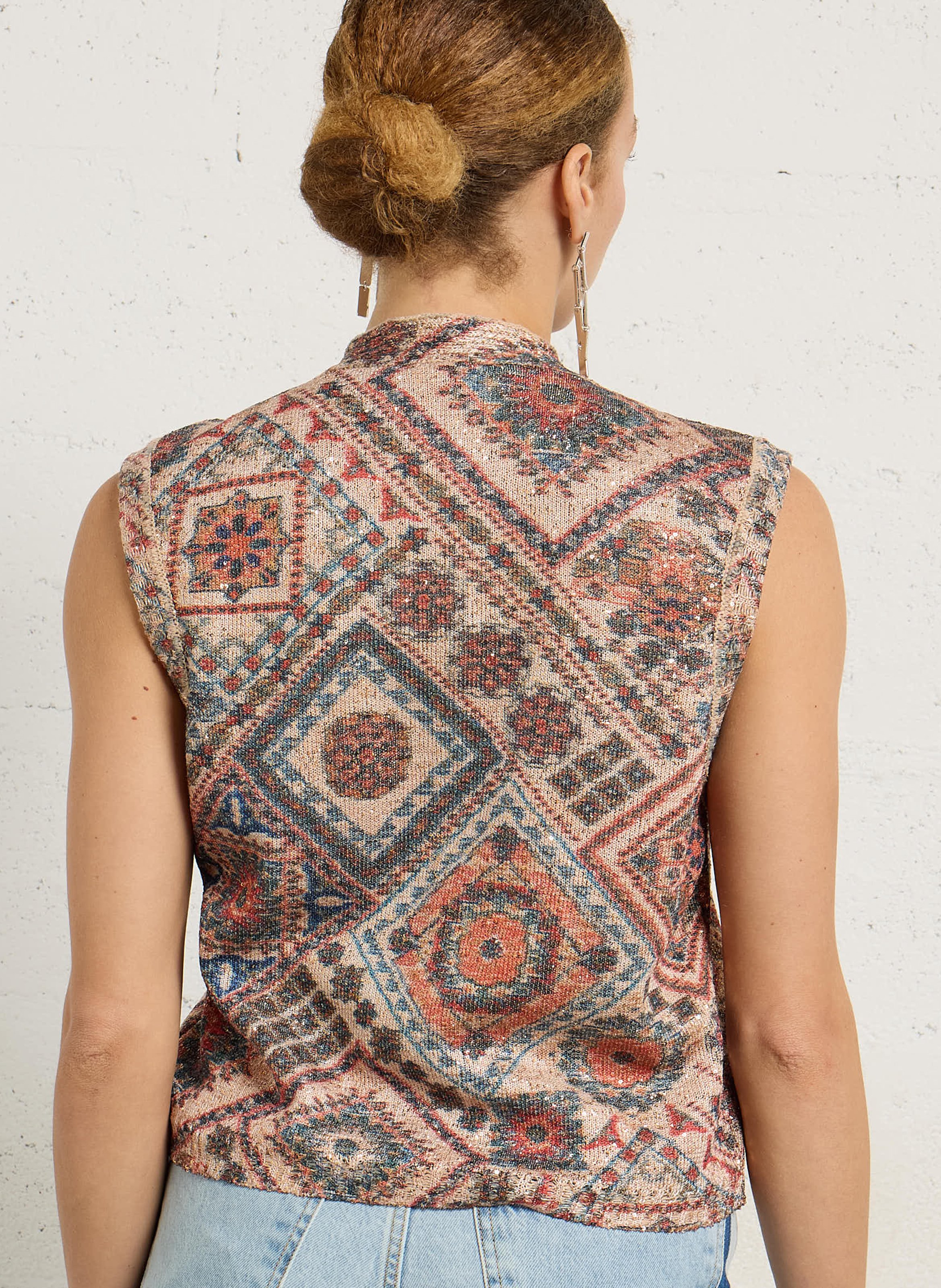 Gilet oversize en maille imprimée MOMONI Rose